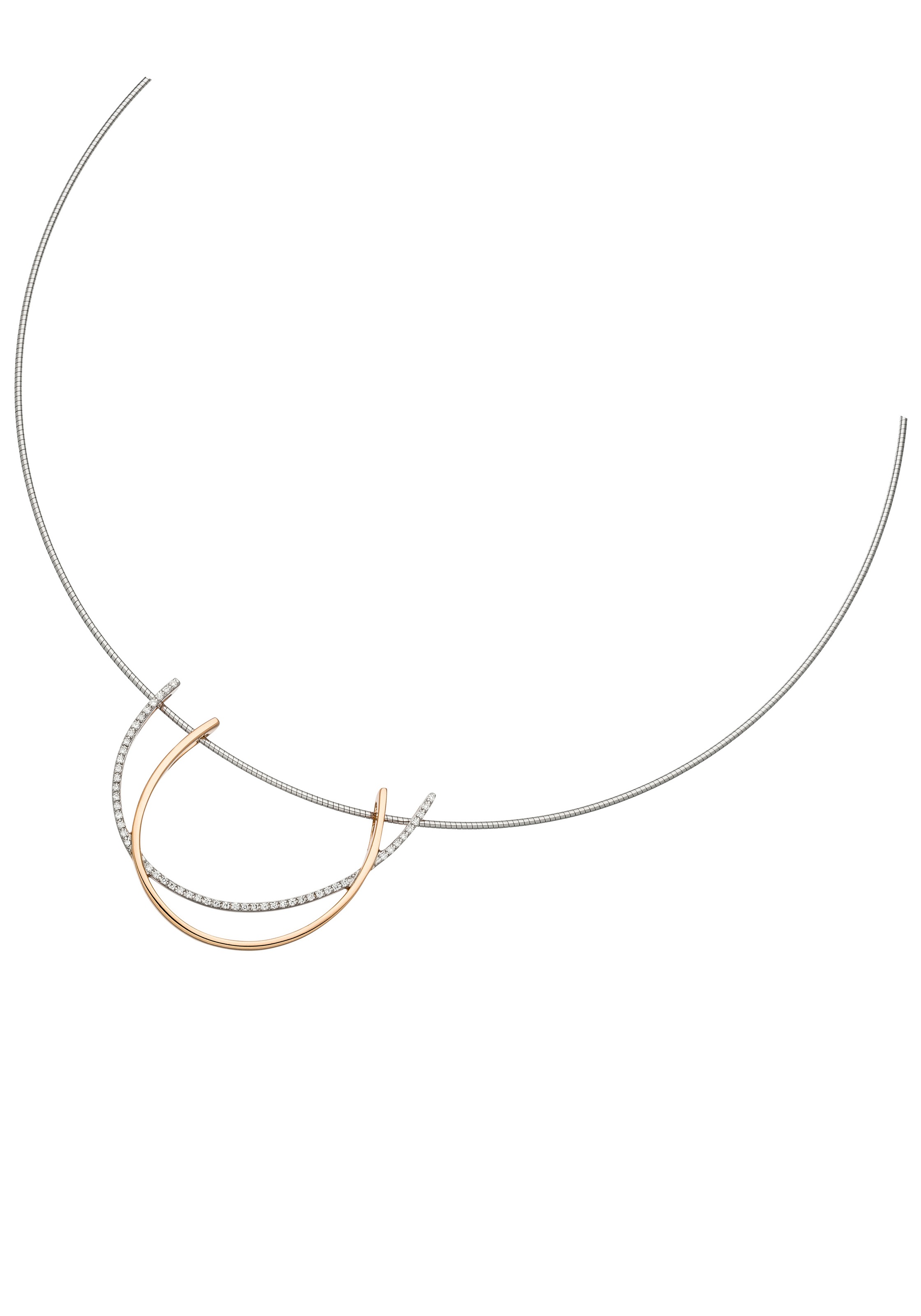 JOBO Kettenanhänger »Anhänger Roségoldanhänger 33 mm«  14 Karat 585 Roségold bicolor mit 52 Diamanten