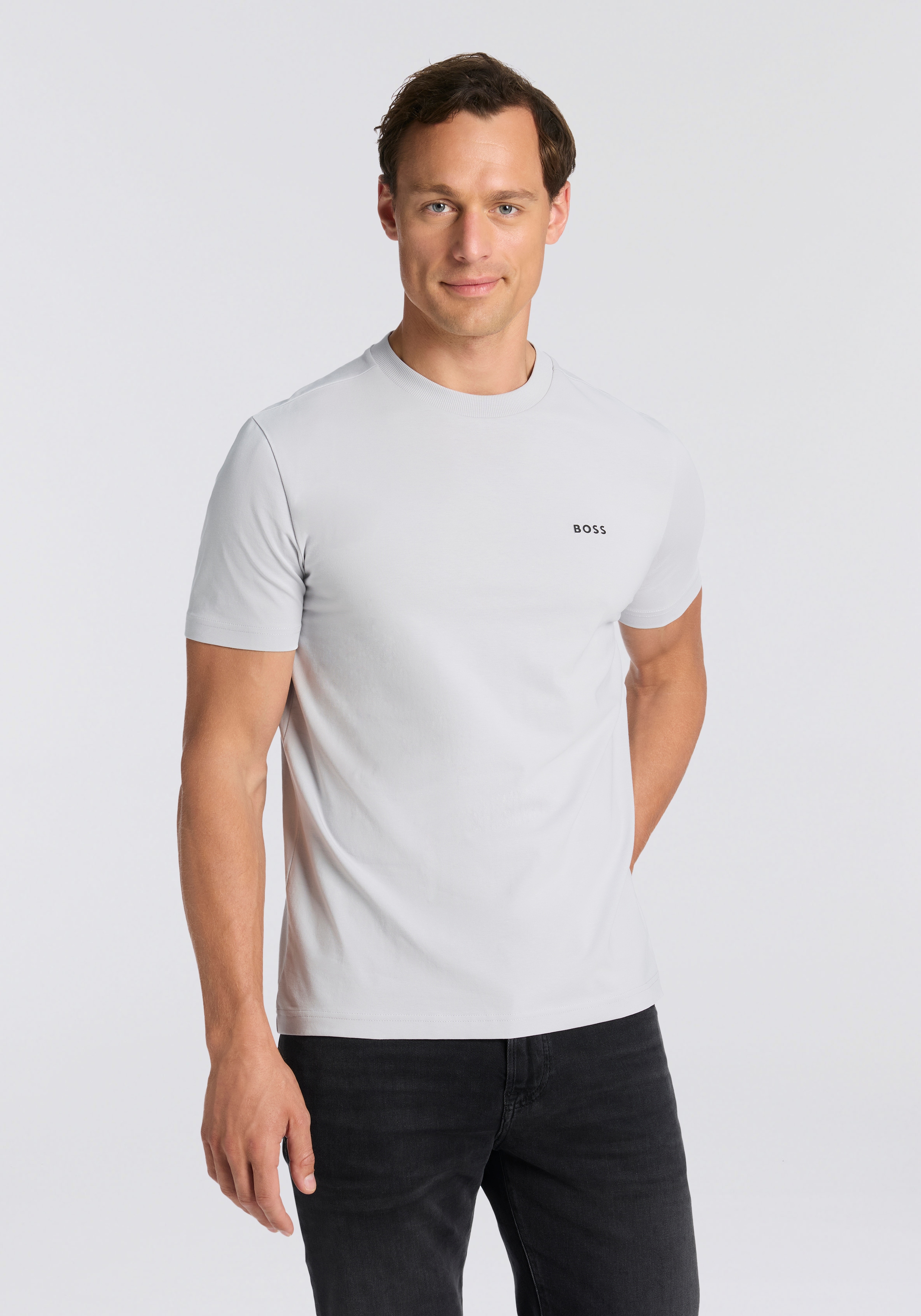 BOSS GREEN "Tee Regular Fit" Stretch Jersey Cotton, Logo on Chest, Rundhals