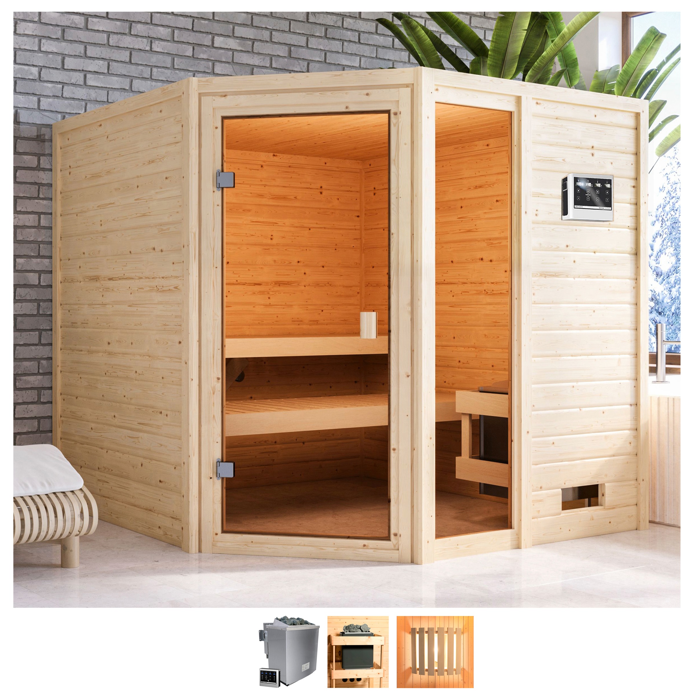 Sauna »Tally«, 9-kW-Bio-Ofen mit ext. Steuerung