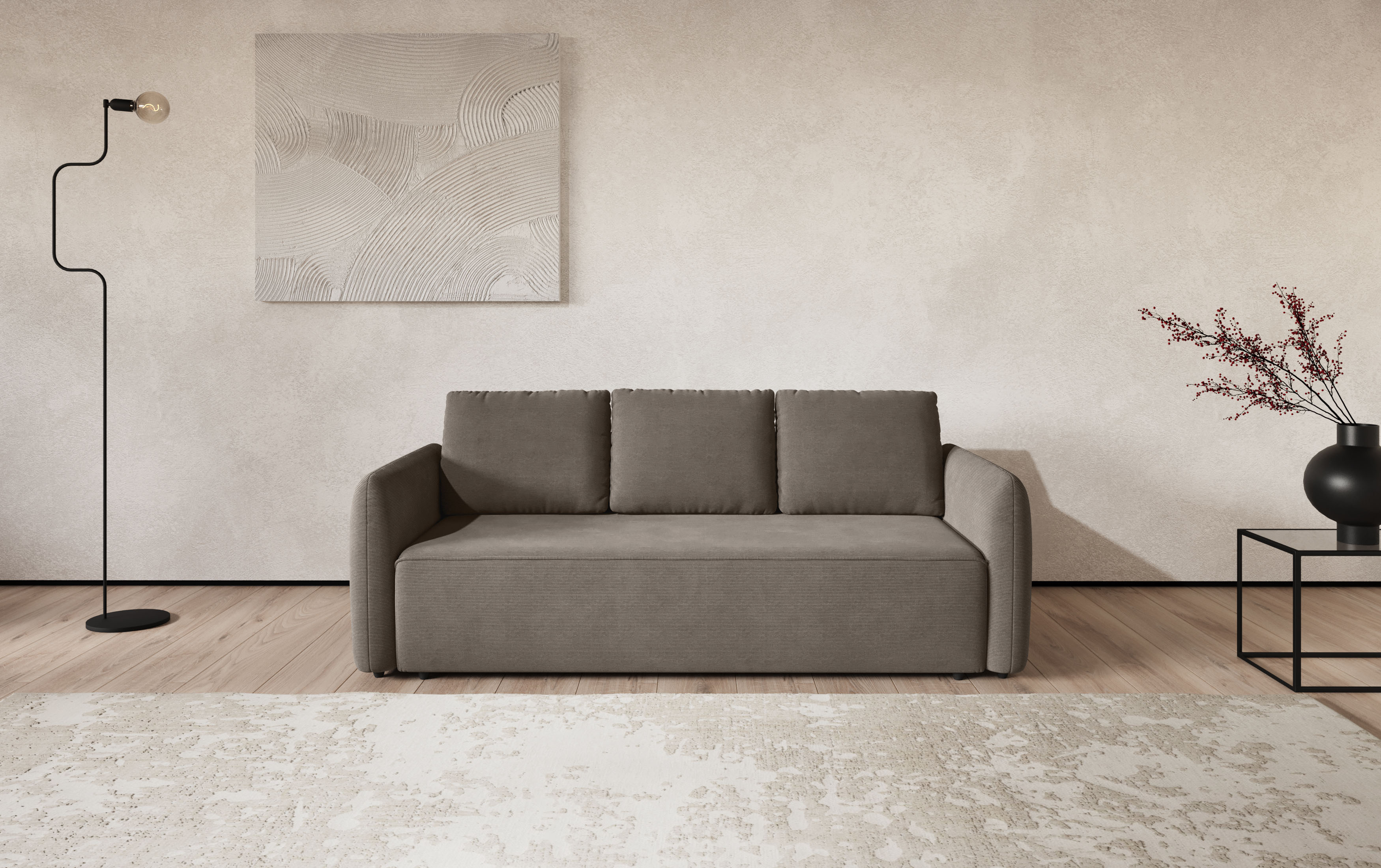 COTTA Big-Sofa "Megasofa, Flow, Breite 222 cm, opt. Schlaffunktion" bequeme Wellenunterfederung mit PU Schaum, Liegefl. 190x145cm