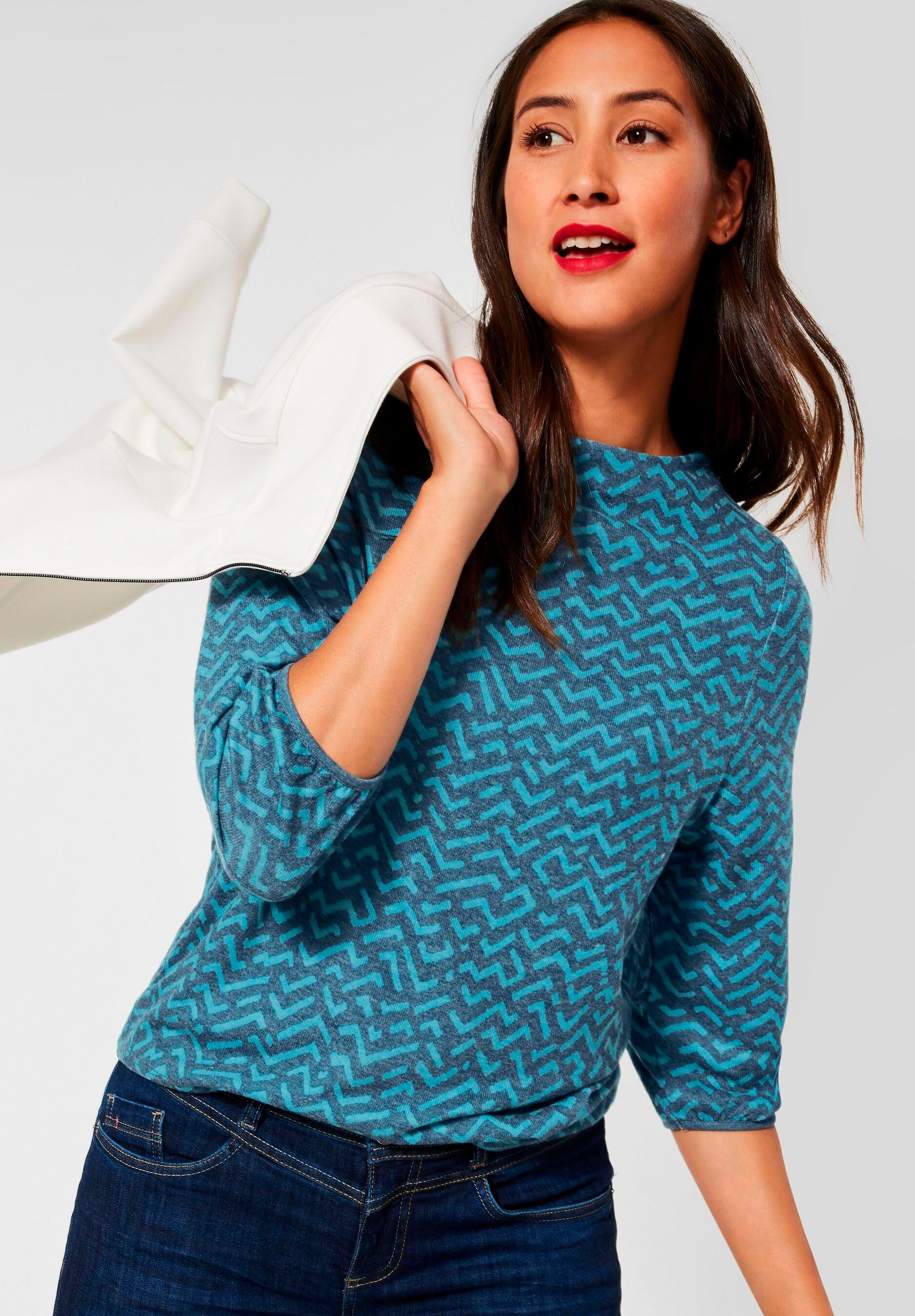 STREET ONE Print-Shirt, mit Zick-Zack-Muster