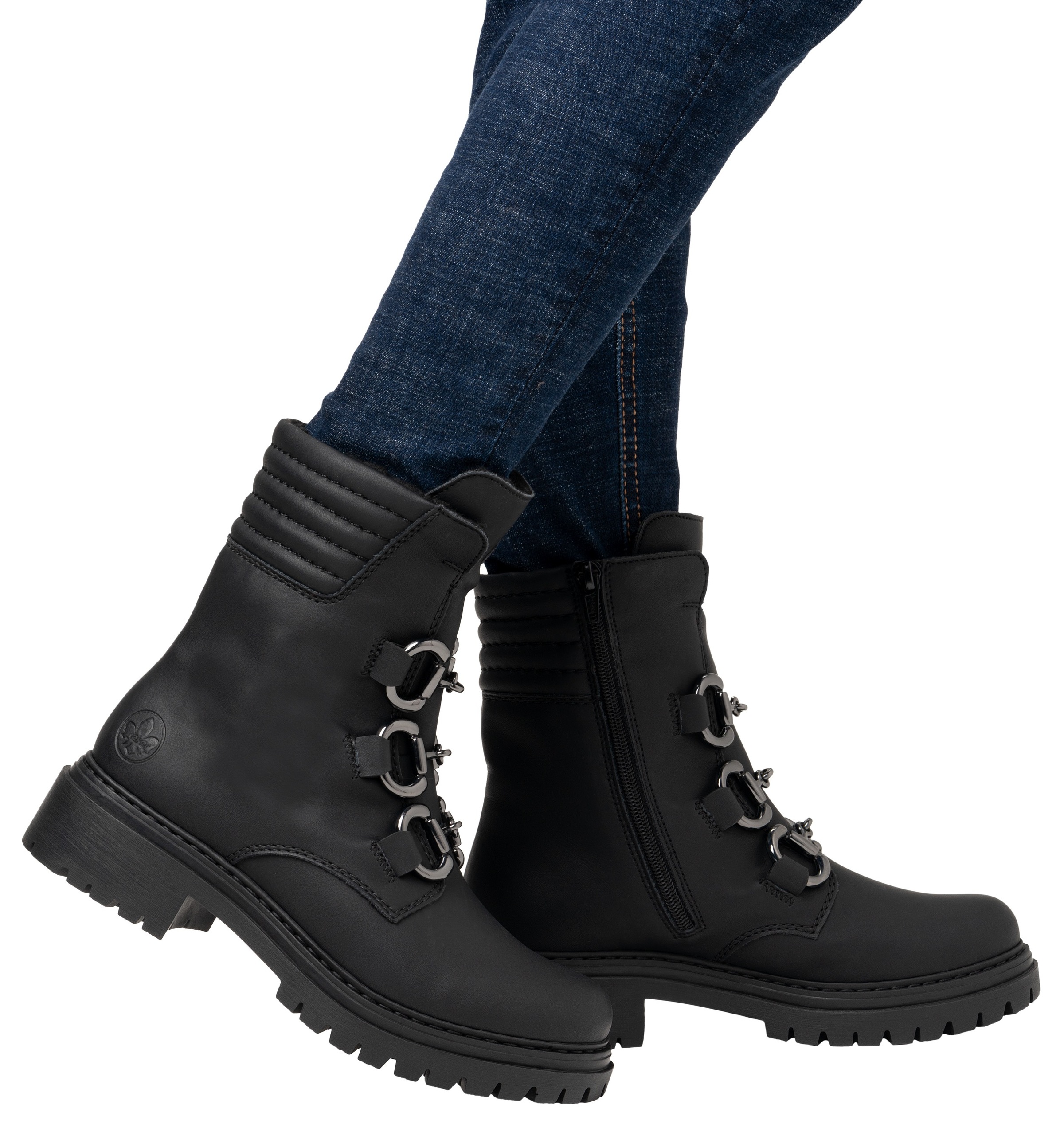 Rieker Winterstiefelette, Winterboots, Bikerboots, Blockabsatz, mit gepolstertem Schaftrand