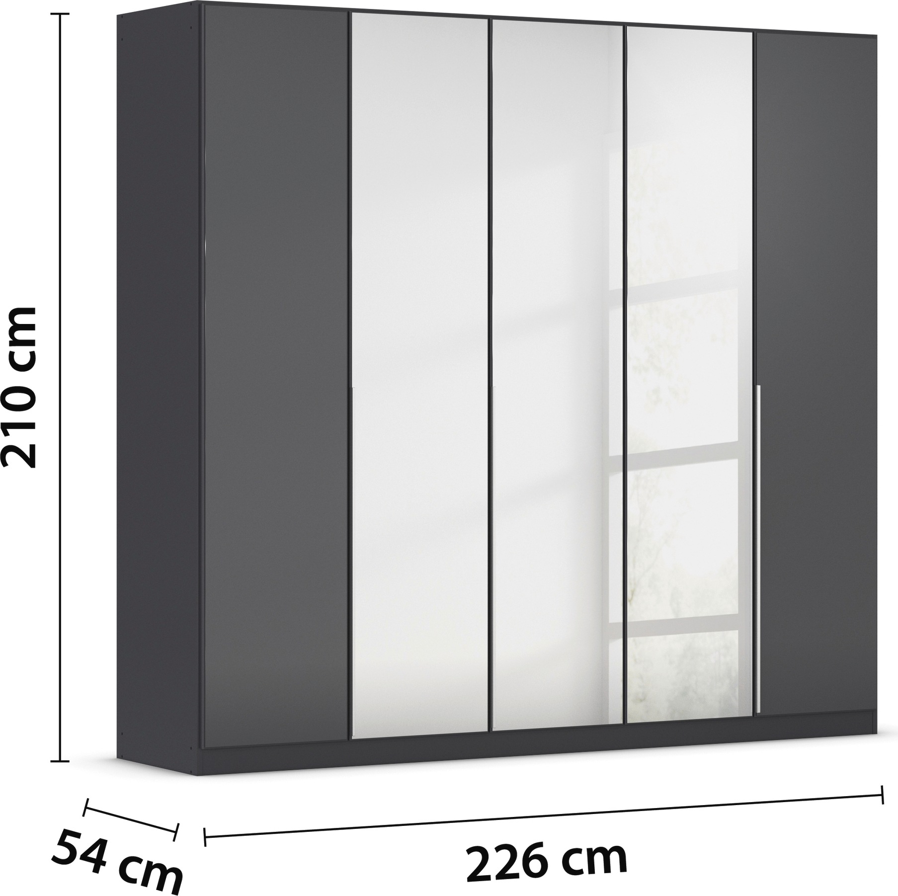 rauch Drehtürenschrank »Kleiderschrank Kleiderschränke Schrank Garderobe AGORDO mit Glasfront«, (in zwei Griff-Farben), durchdachte Innenausstattung, in 6 Breiten und 2 Höhen MADE IN GERMANY