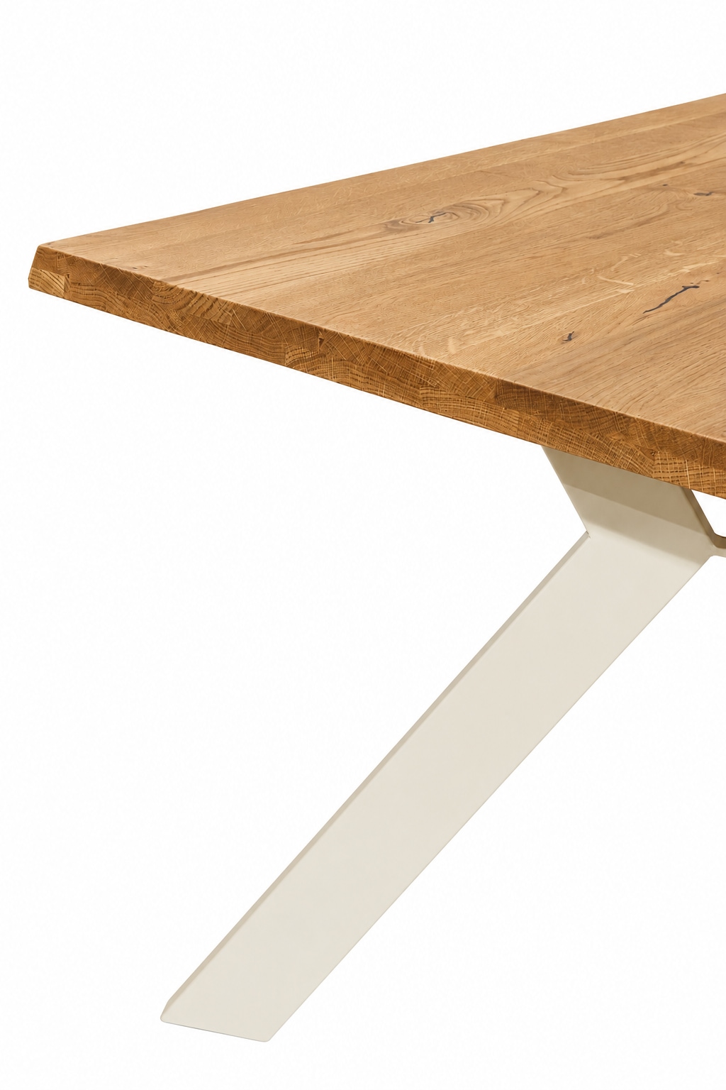 OTTO home Esstisch »»MONACO« Speisetisch, Küchentisch, Wohntisch, Esszimmertisch« Wildeiche geölt Natur, Baumkante, A-Gestell Pearl White Metall