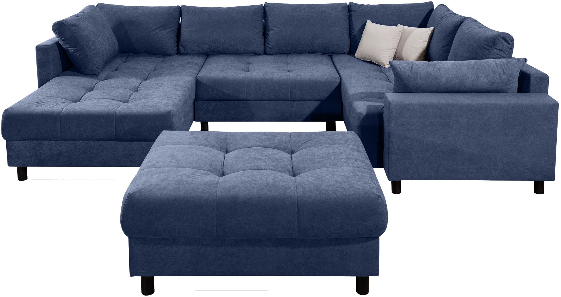 COLLECTION AB Wohnlandschaft "Toni U-Form, B: 298 cm" Set: Sofa & Hocker, 2 Zierkissen, Federkern