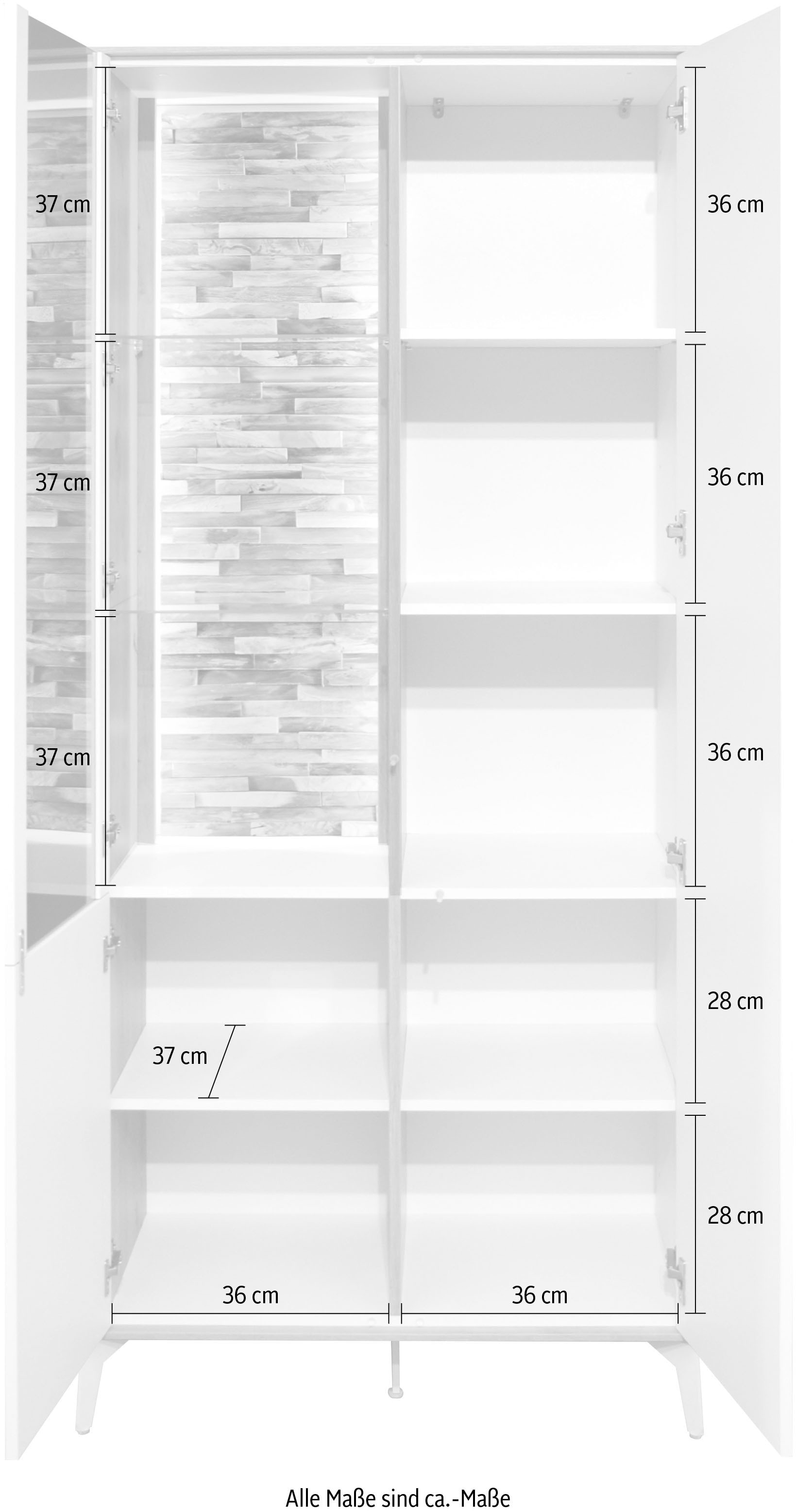 Mäusbacher Vitrine »Faro«, Faro Vitrinenschrank B 81 cm, inkl. Bel., Push to open, Metallfüße