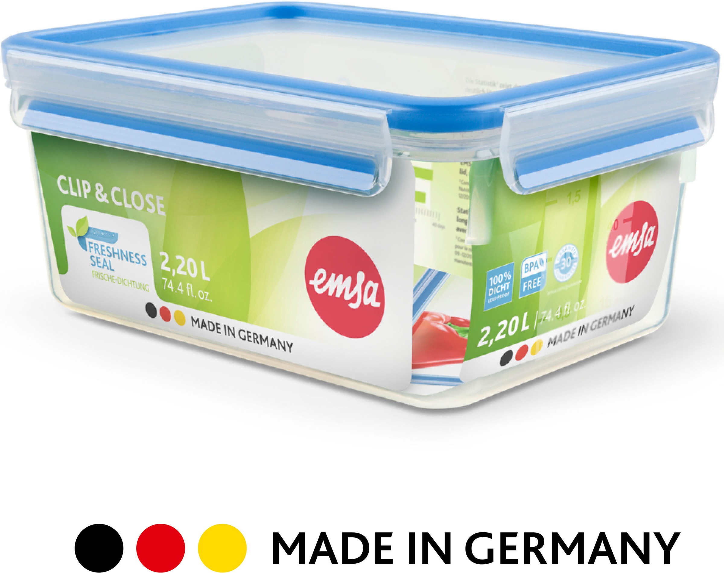 Emsa Frischhaltedose "Clip & Close" Set, 3 tlg. 0,55/1/2,2L,auslaufsicher, günstig online kaufen