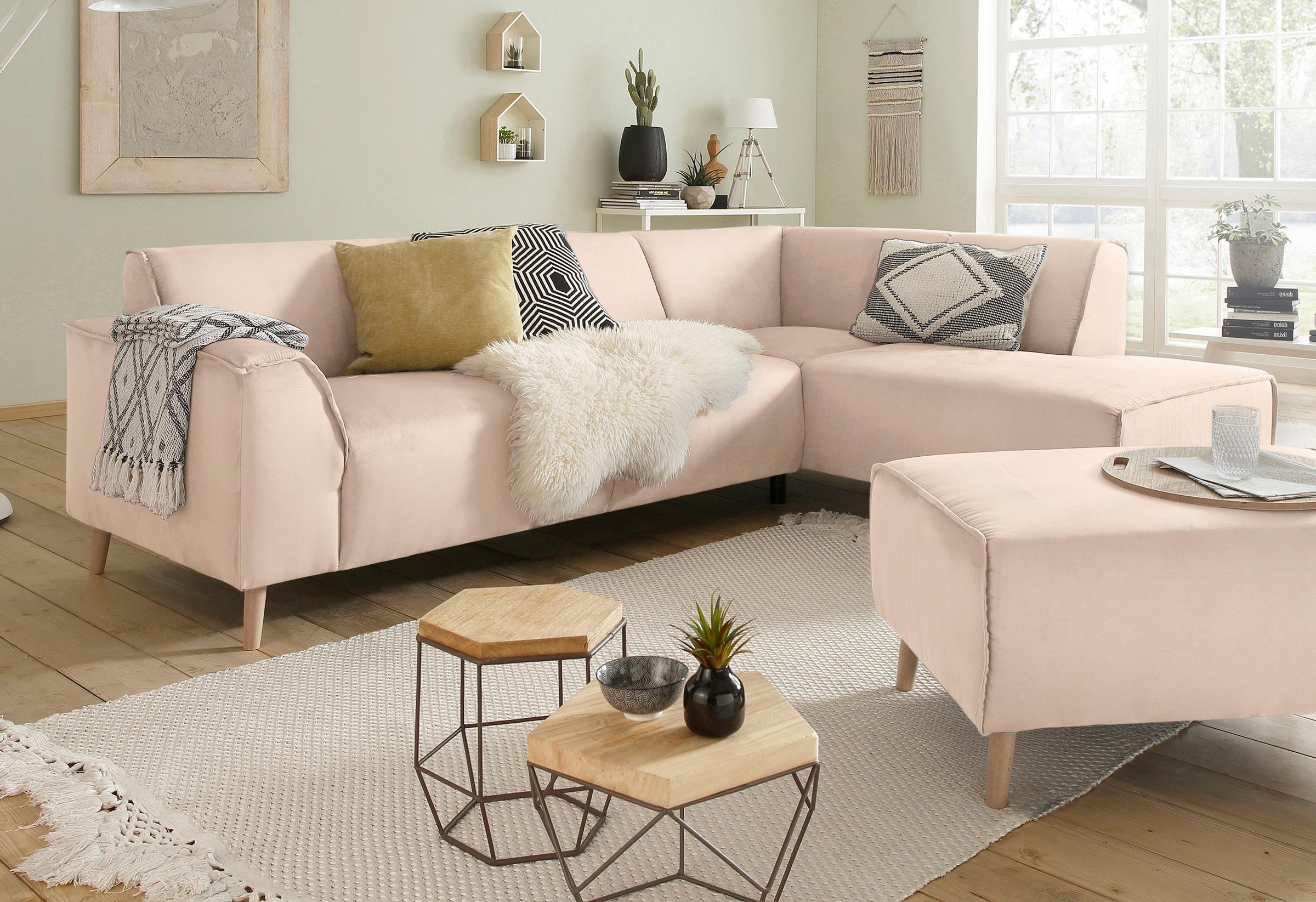 Thumbnail - Home affaire Ecksofa "Julia zeitlose und elegante Couch, hoher Sitzkomfort, L-Form" Federkern-Polsterung, Holzfüße, Kede...