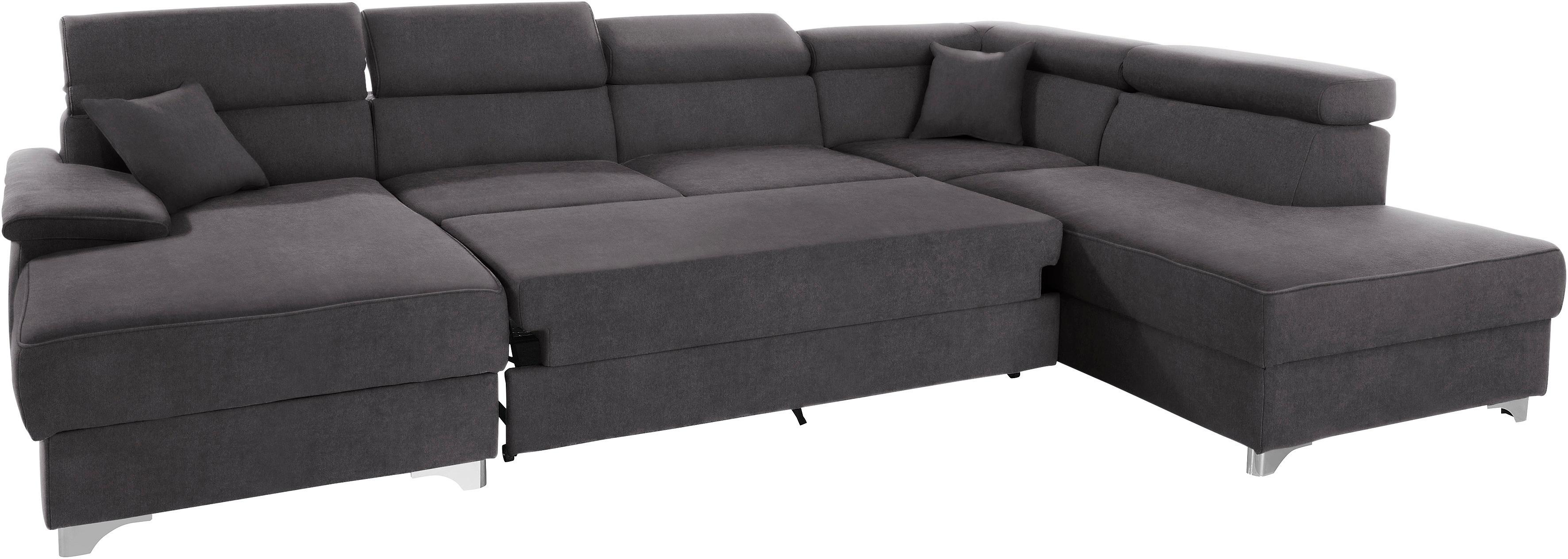 Thumbnail - DOMO collection Wohnlandschaft "Mira, inklusive Kopfteilverstellung für mehr Wohlfühlkomfort, U-Form" wahlweise mit Bett...