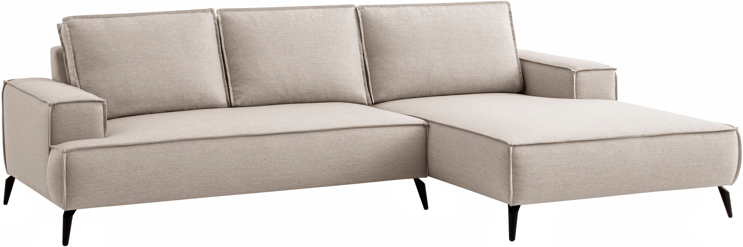 andas Ecksofa »TVINNU, L-Form, 275cm, in Cord und Leinenoptik« wahlweise Recamiere rechts/links, schwarze Füße, bequemer Sitzkomfort