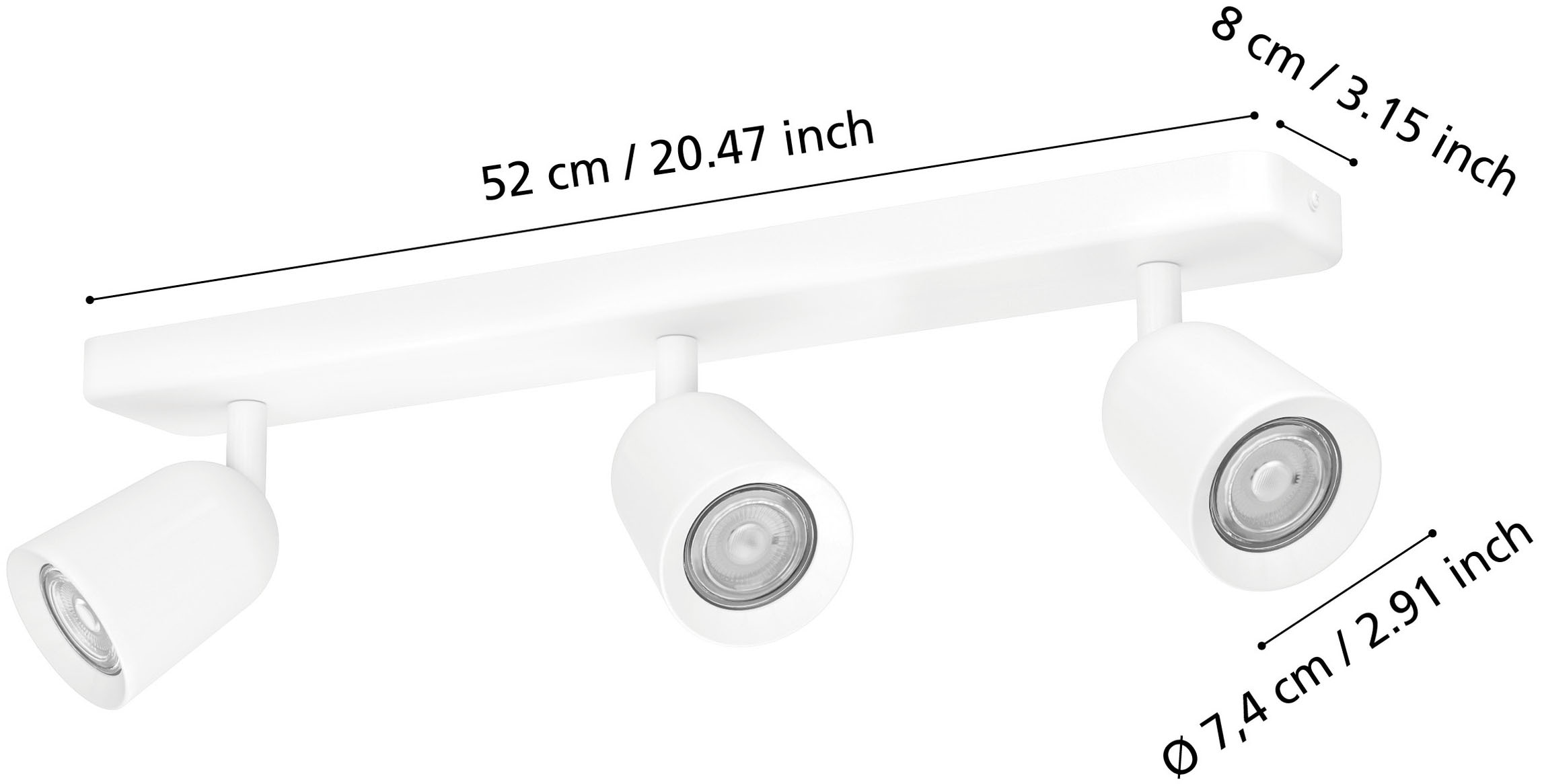 EGLO Deckenspot »CAMALDOLI Spotlampe - Stahl - GU10 - 3X10W - IP20« GU10 1 Stk. Wandleuchte, Wandspot, schwenkbar, Strahler, L52 x B4,5 x H11,5 cm