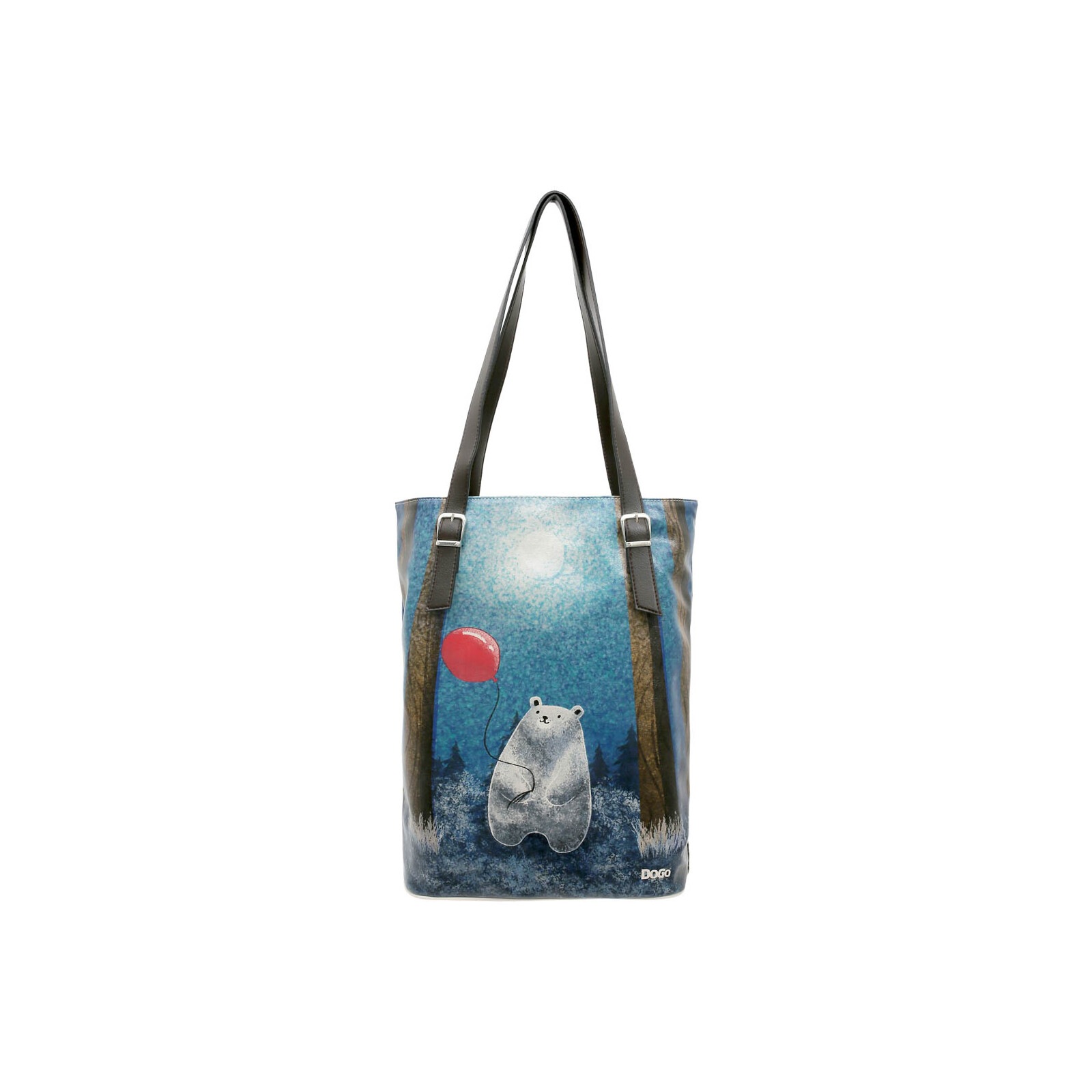 Thumbnail - DOGO Umhängetasche "Tall Bag Damen Schultertasche Bear With A Balloon Damen" Handgefertigt