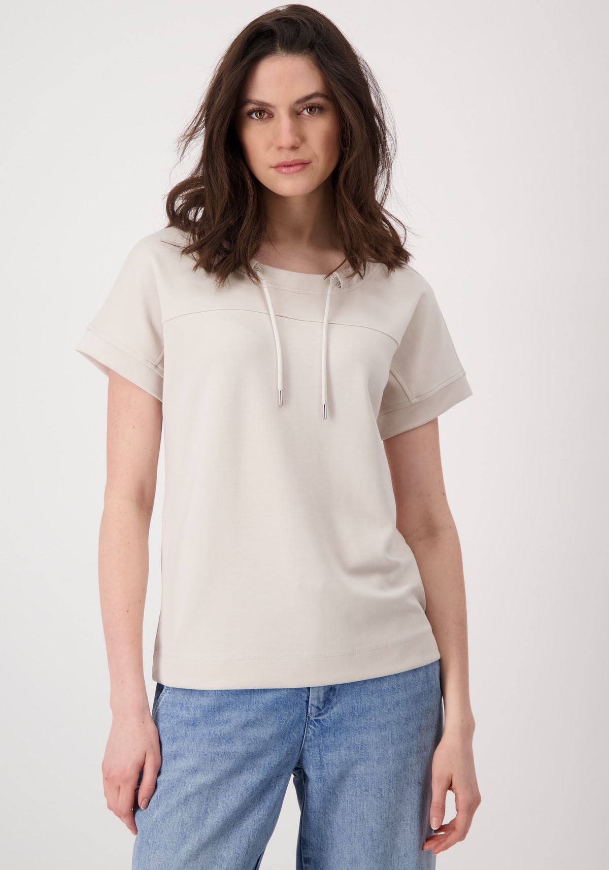 Monari Sweatshirt "Sweatshirt Schmuckdetail" mit Kordeldurchzug günstig online kaufen