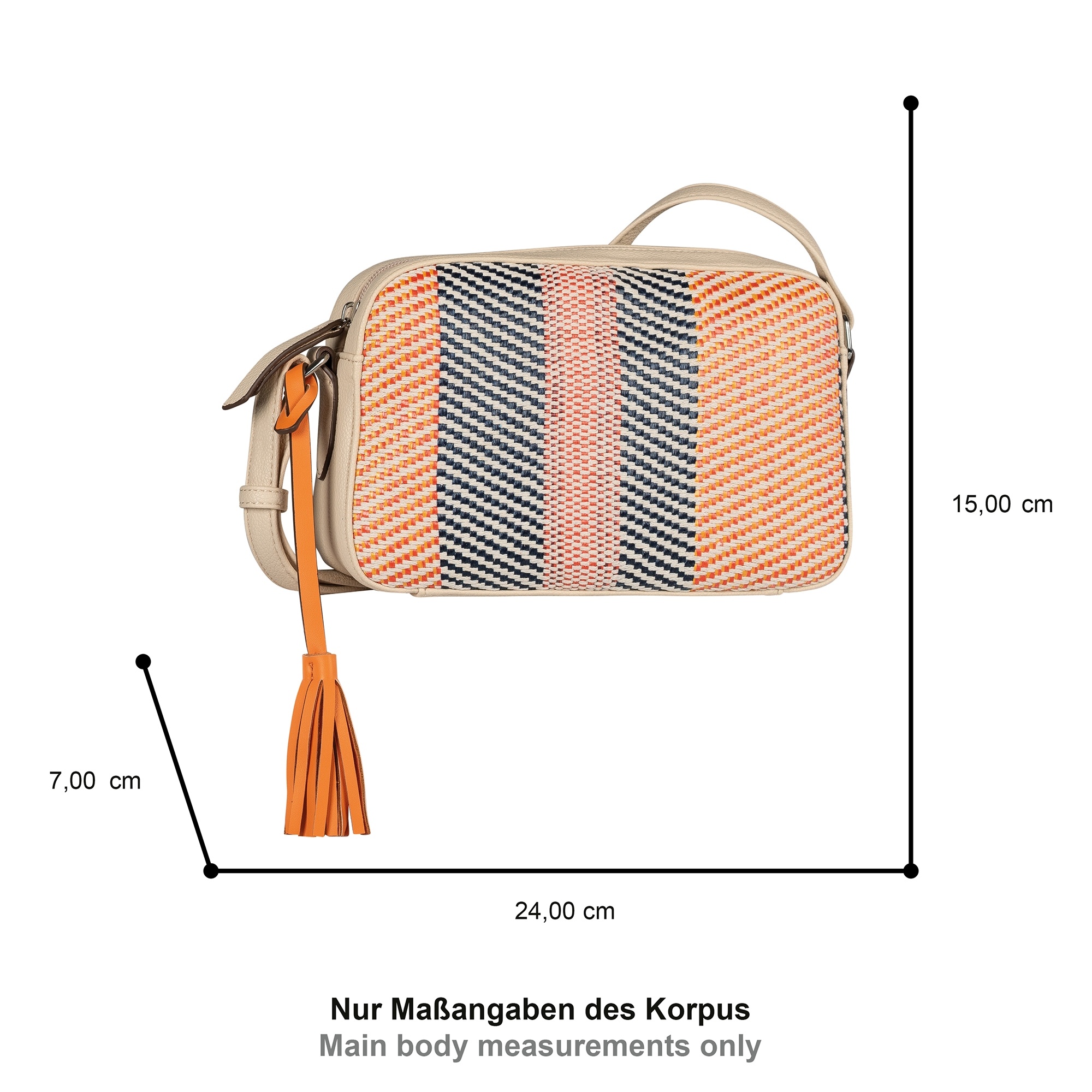 Gabor Handtasche »Annett« in Bastoptik besetzt mit glattem Kunstleder und einem Fransenanhänger