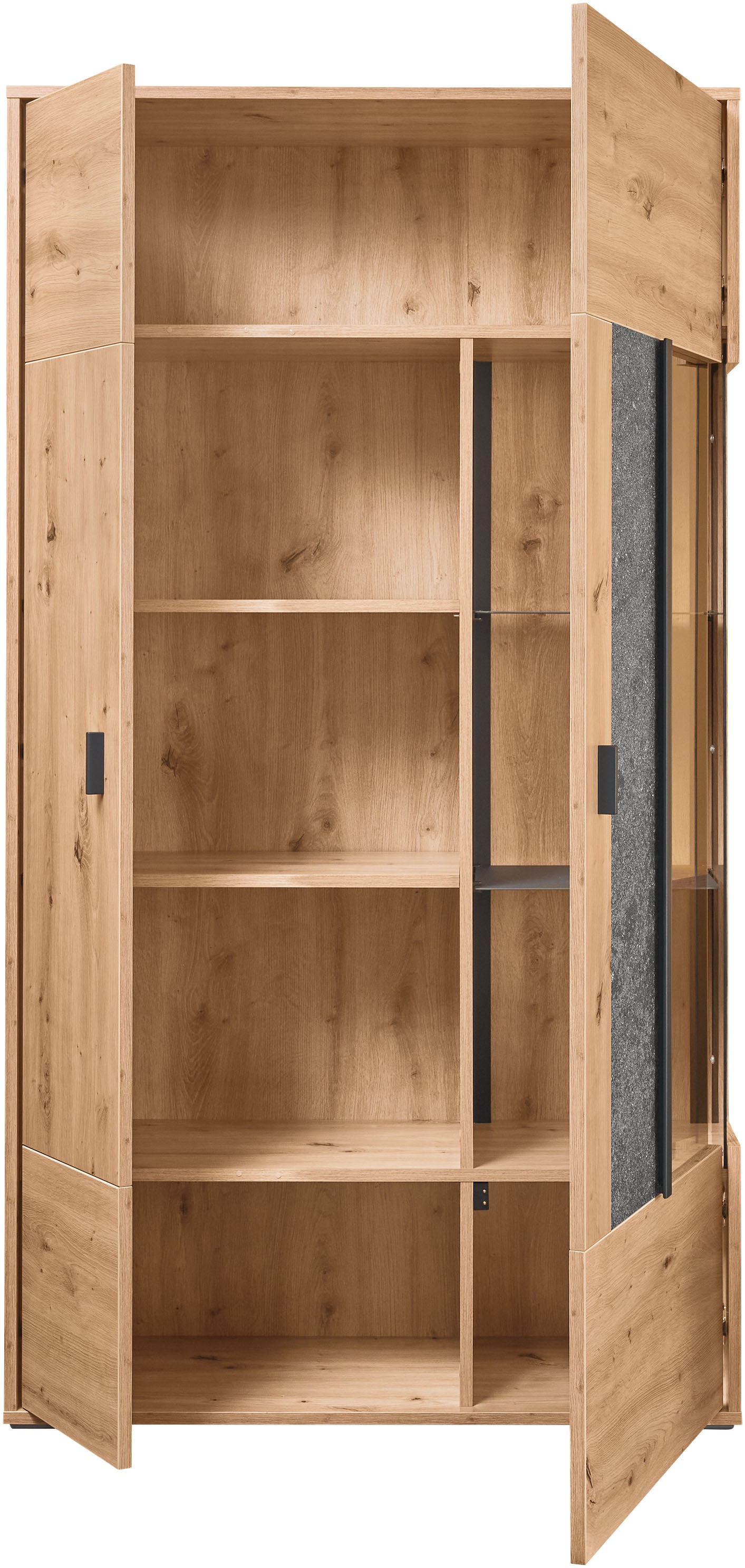 set one by Musterring Vitrine »Deltona«, mit Sandsteinelement, inkl. Beleuchtung, zwei Farben, B94 x H170 cm
