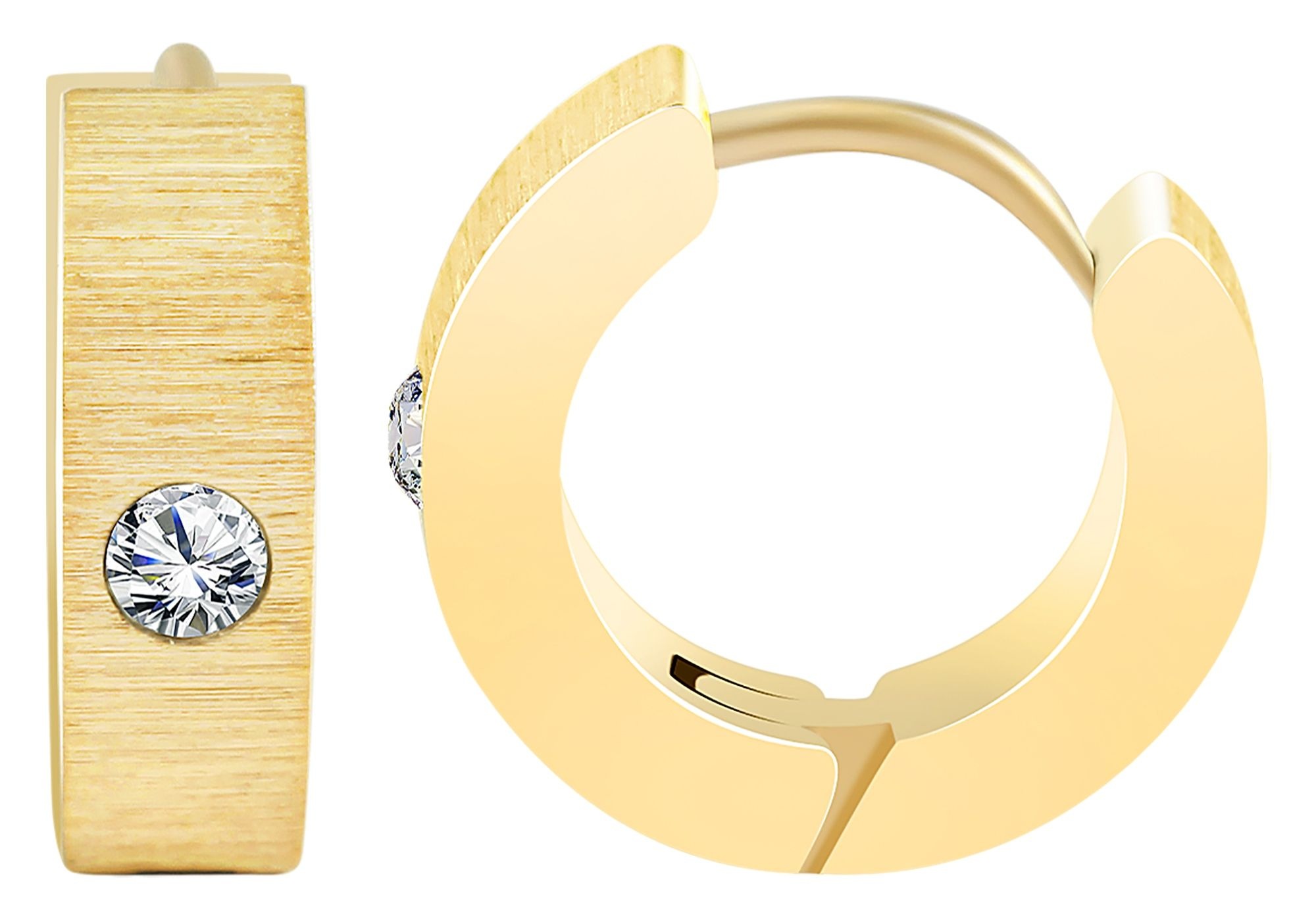 Adelia´s Paar Creolen "Ohrringe – Creole aus Edelstahl mit Strass Steinchen" Ideal als Geschenk – dezent und elegant