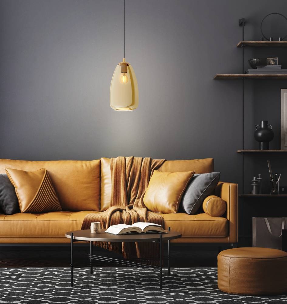 EGLO »ALOBRASE« E27 1 Stk. Pendelleuchte aus Metall und bedampften Glas, E27 Fassung, Ø 20 cm