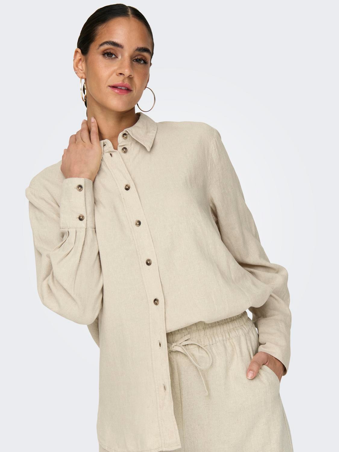 JDY Hemdbluse »JDYSAY L/S LINEN LOOSE SHIRT WVN NOOS«