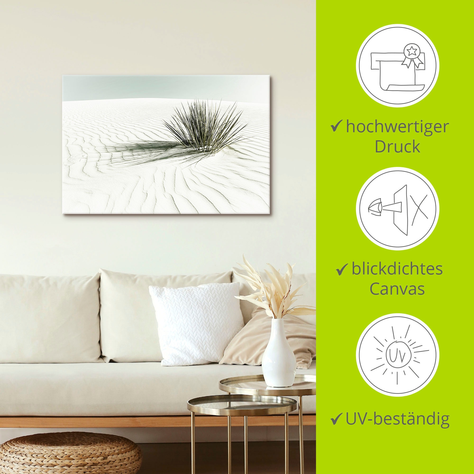 Artland Wandbild »Dünen, weißer Sand Vintage«, Strandbilder, (1 St.), als Alubild, Outdoorbild, Leinwandbild, Poster, Wandaufkleber