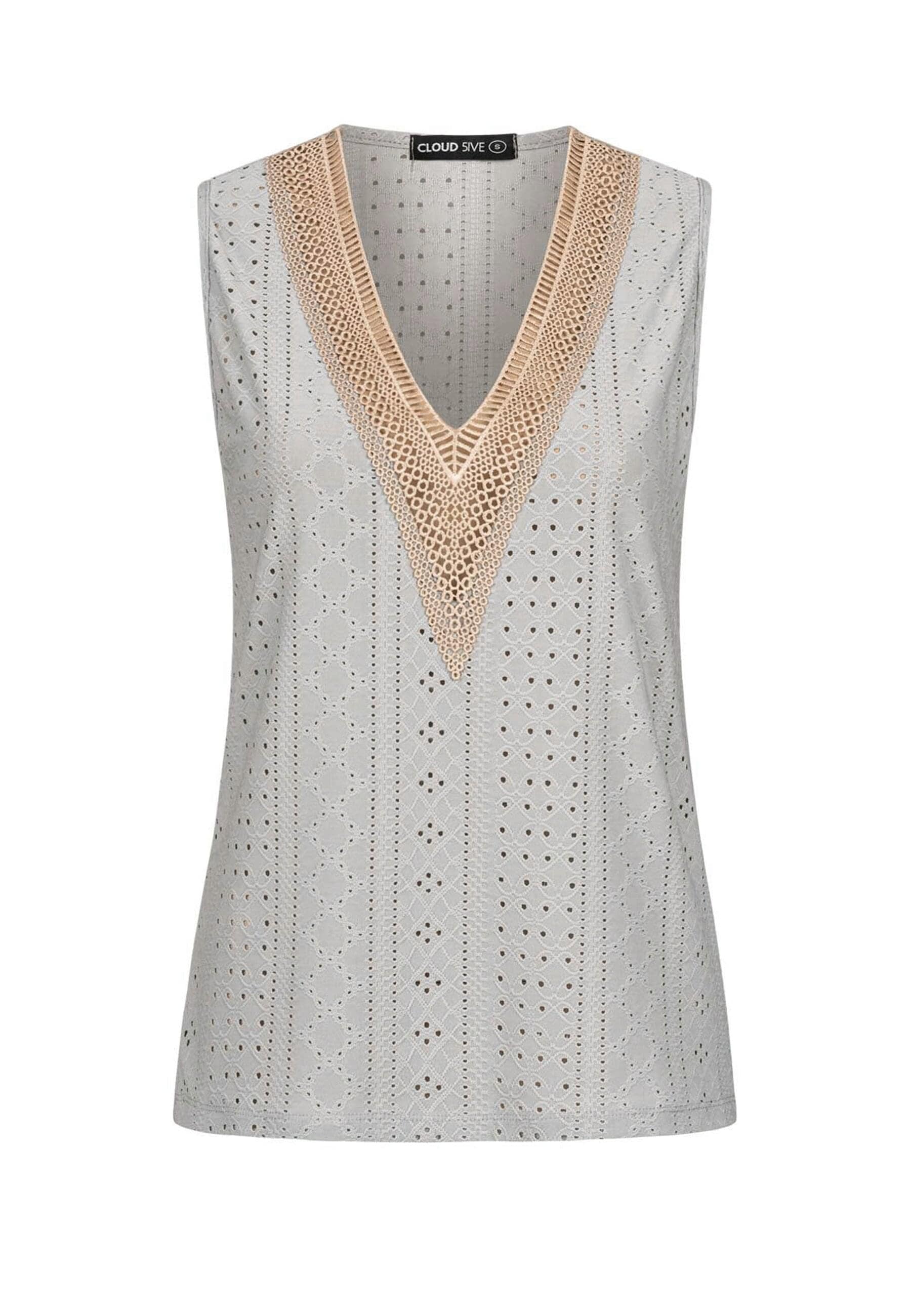 CLOUD 5IVE Klassische Bluse "CLOUD 5IVE Top mit Lochmuster und V-Neck" günstig online kaufen