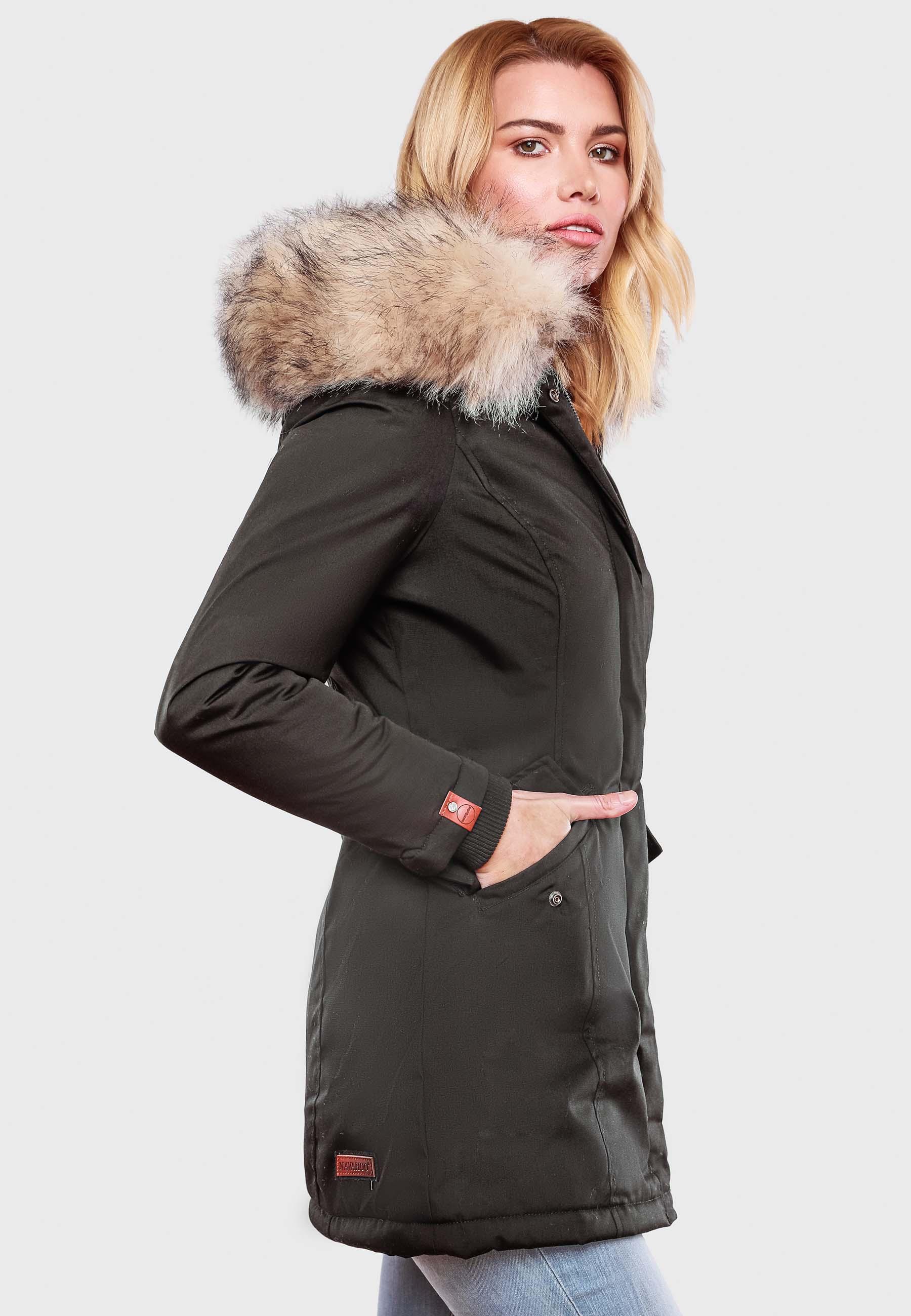Navahoo Wintermantel »Cristal«, stylischer Damen Winterparka mit Kunstfell-Kapuze