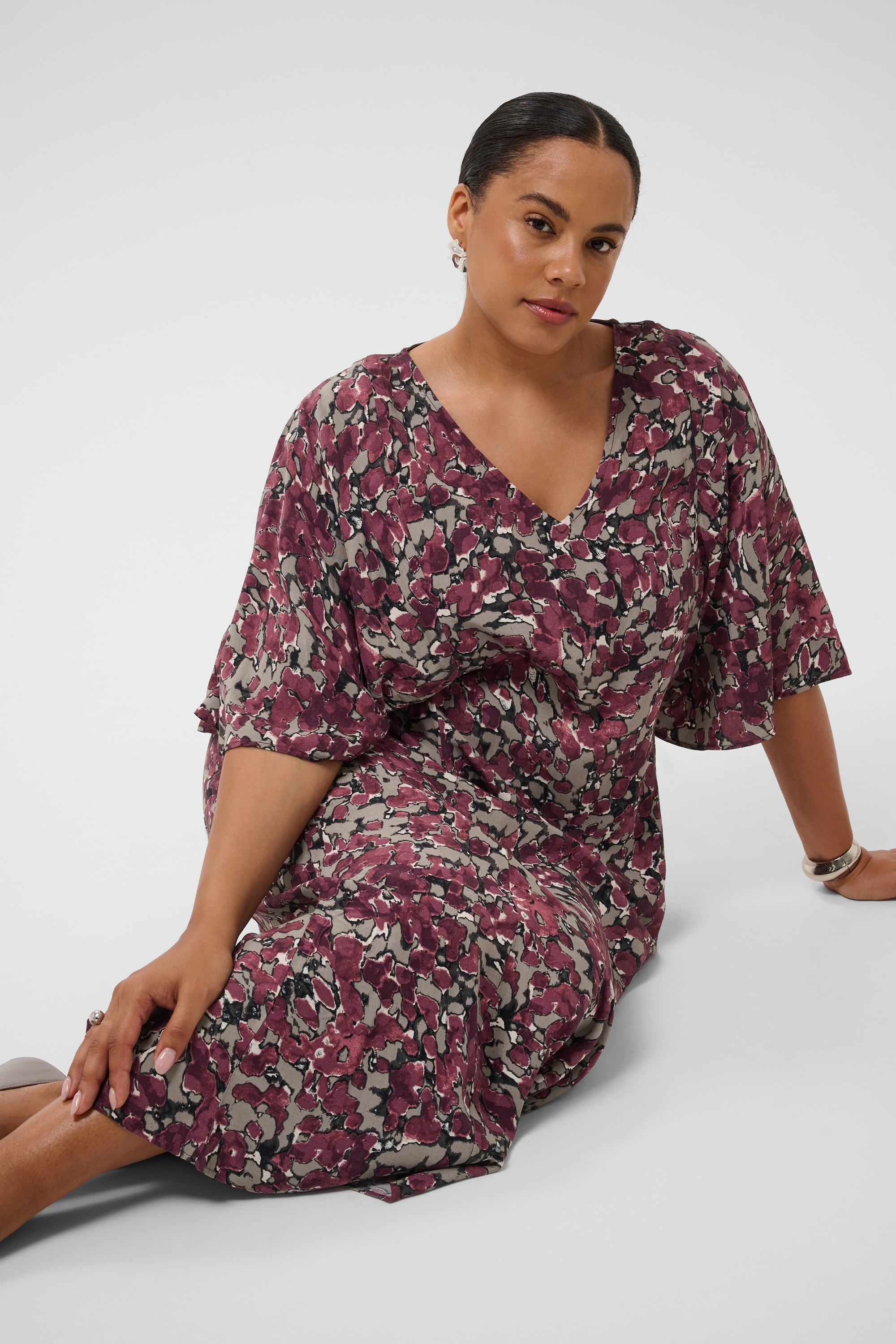 KAFFE Curve Midikleid »Damen Kleid KCmaggie«