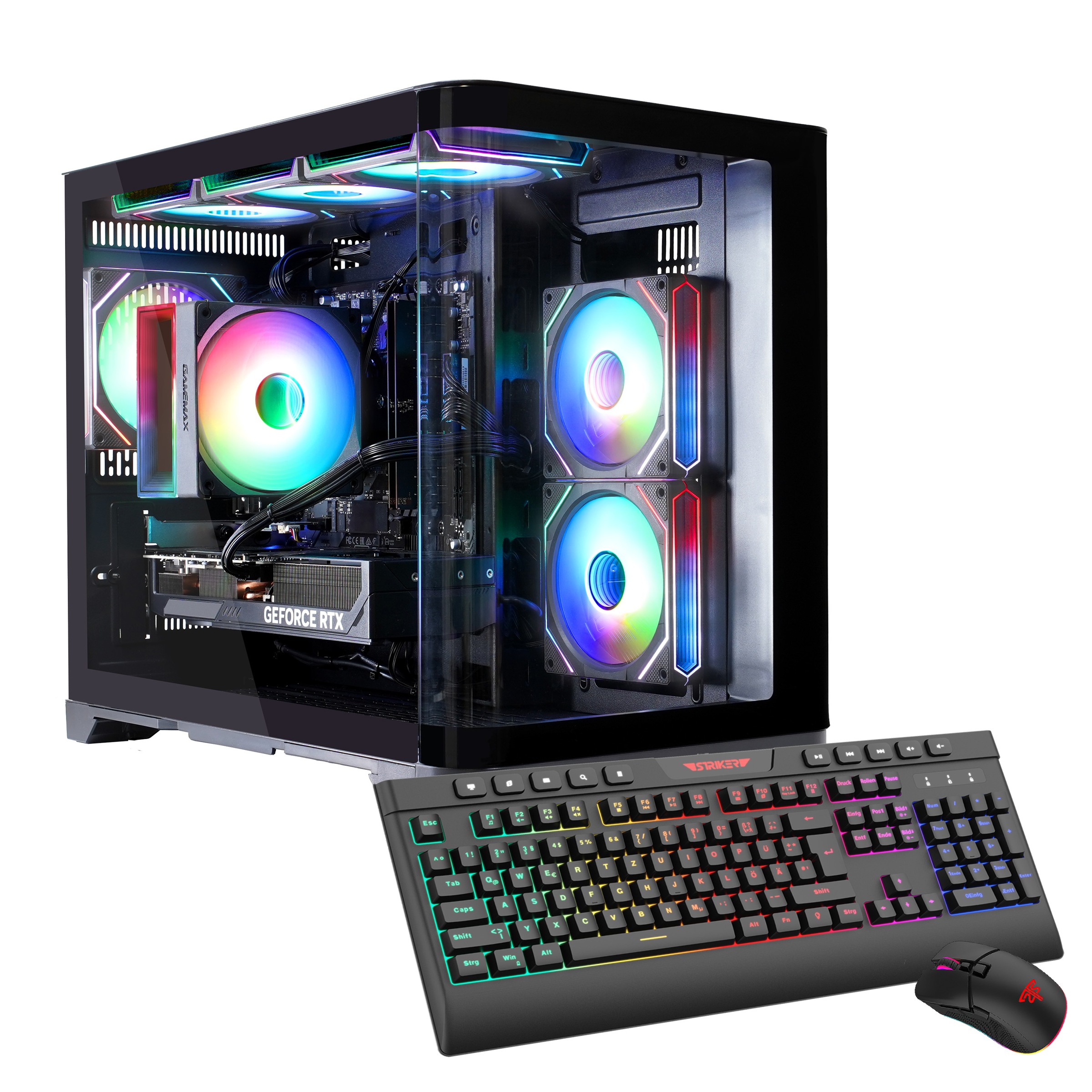 GAMEMAX Gaming-PC "HYPE-M BK 7819 AMD Ryzen 7 9700X 16GB DDR5 RAM 1TB SSD RTX 5060Ti", Microsoft Windows 11 Home (64 Bit), 16 GB RAM 1.000 GB