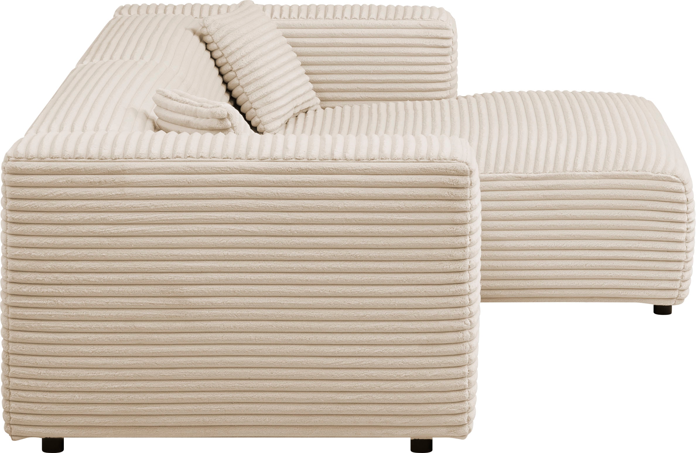 andas Ecksofa »BAKELS, L-Form in Cord oder Boucle-Stoff, moderne Couch«, wahlweise Recamiere rechts/links, bequemer Sitzkomfort
