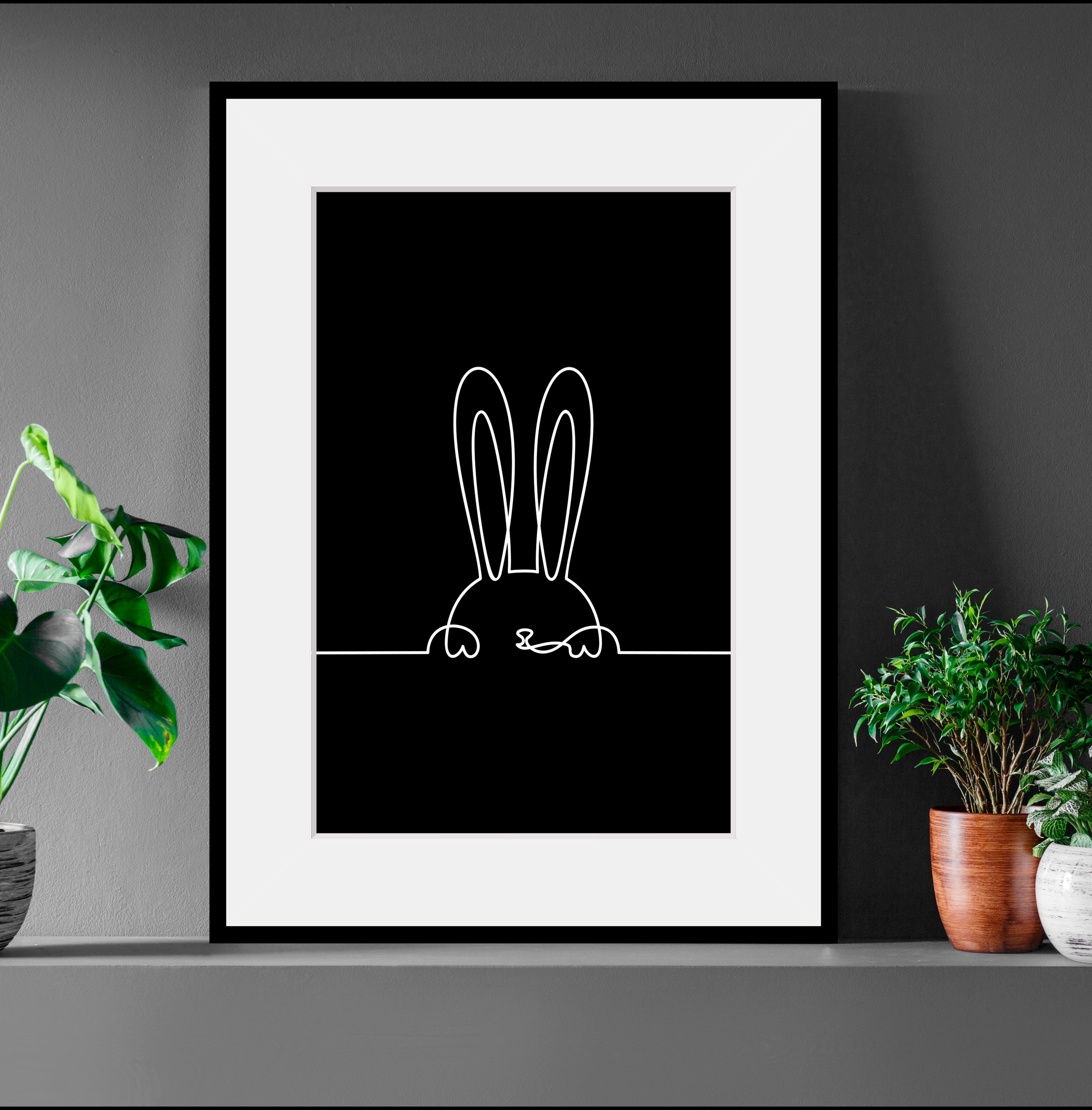 queence Bild "Felix", Schwarz-Weiß-Hase-Kunst-Modern-Hasen-Haustiere, (1 St günstig online kaufen