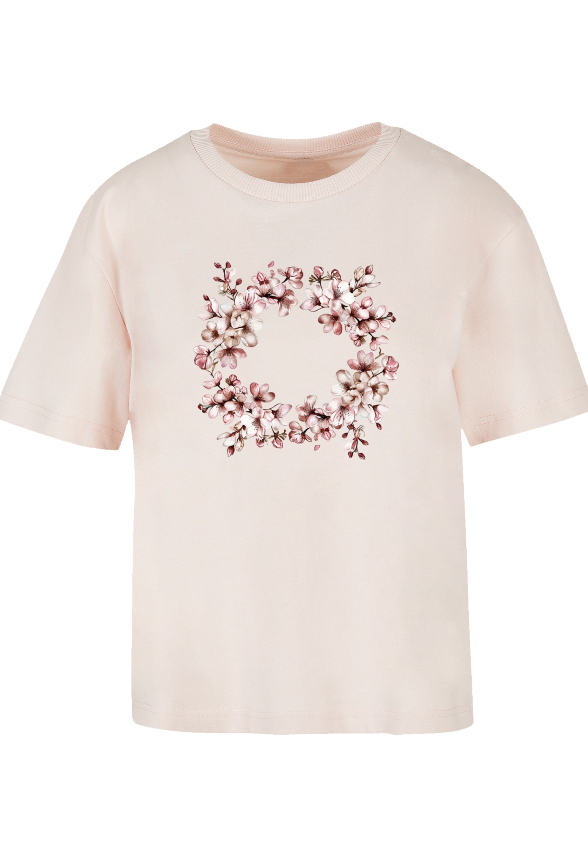 F4NT4STIC T-Shirt »Rosa Frühlings Blumenkranz Dekor«, Premium Qualität