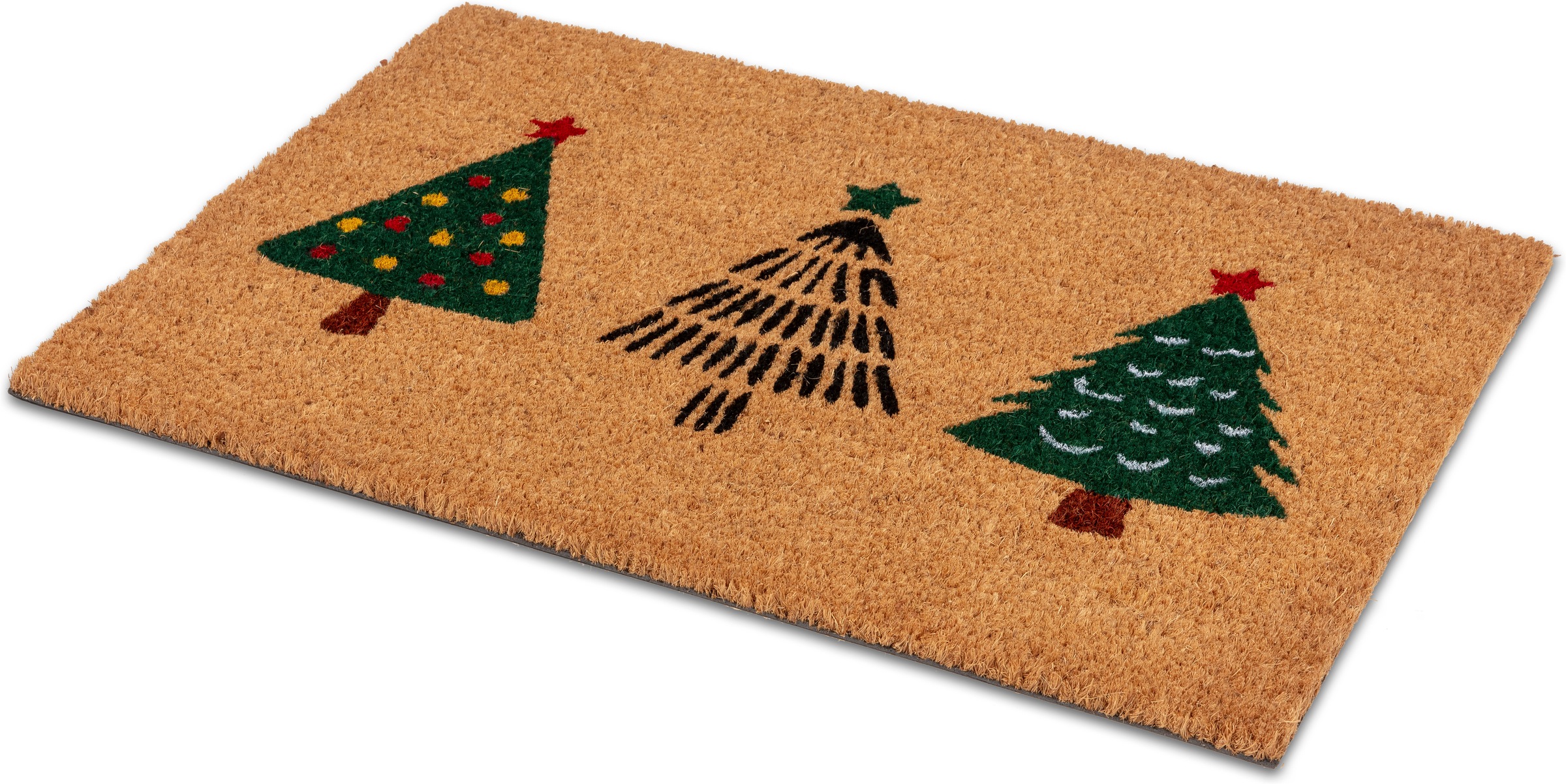 ASTRA Fußmatte "Kokosvelours Tannenbäume 40x60" rechteckig 1,4 mm Höhe Kokos, Natürliches Material, Tannenbaum, Weihnachten