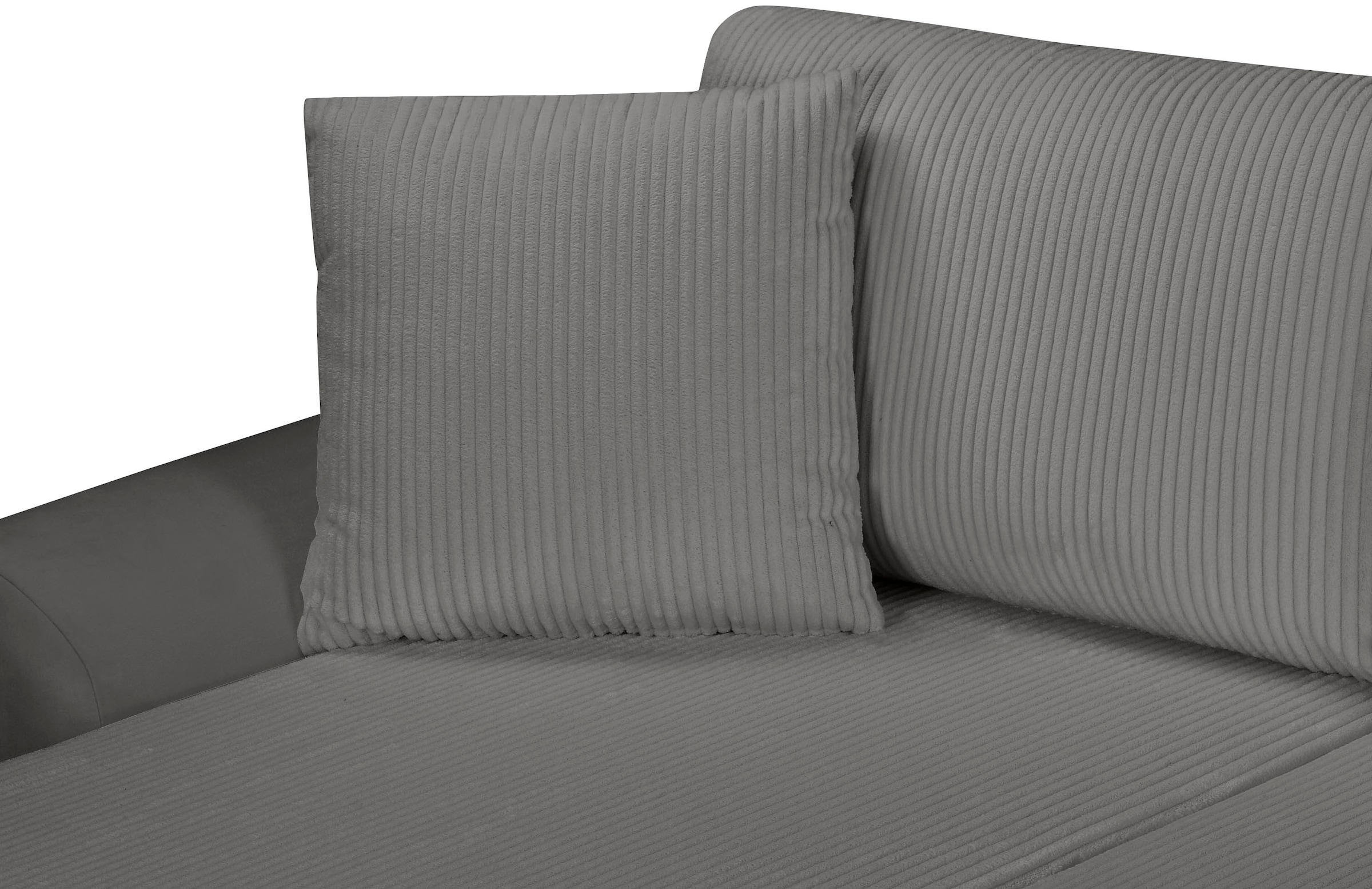 OTTO home Wohnlandschaft »KIVELLA Cord-Struktur, U-Form, 307 cm« Schlaffunktion(128/257), Bettkasten, Cord-Struktur-Mix