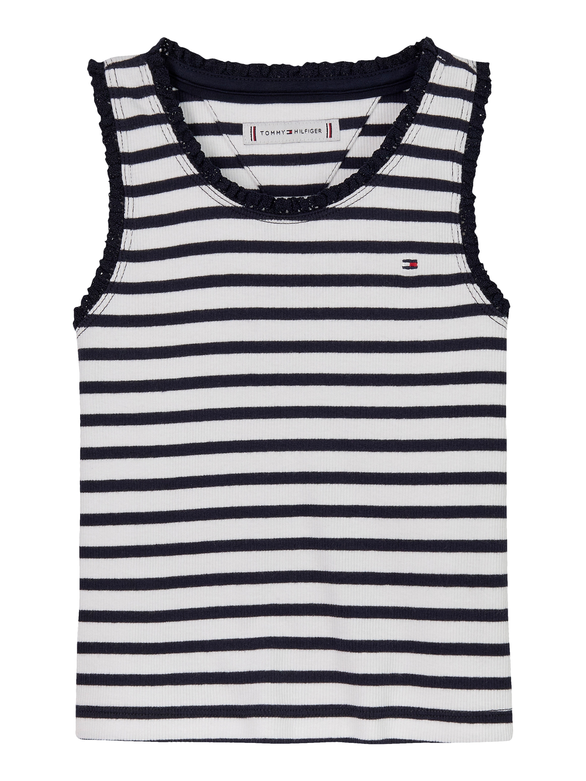 Tommy Hilfiger Tanktop »ESSENTIAL RIB LACE TANK TOP«, mit Spitze, mit Logostickerei