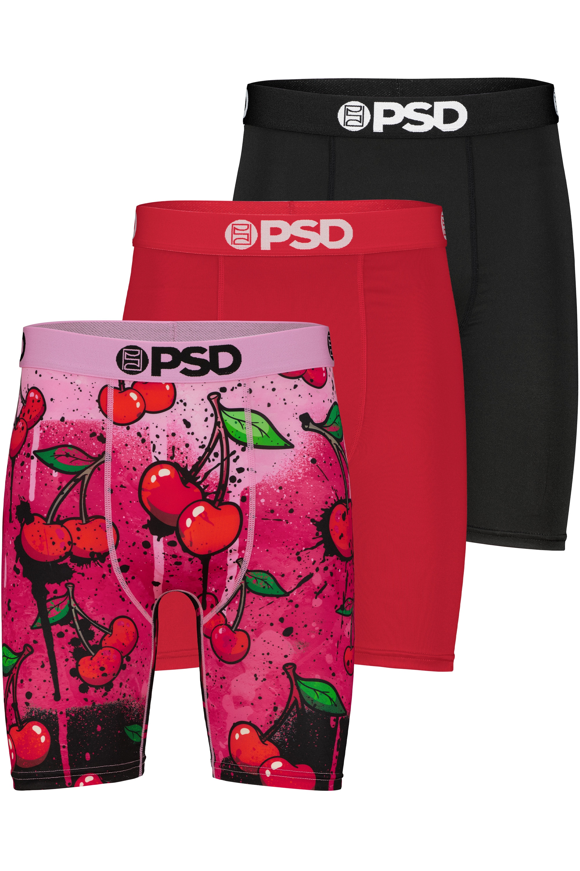 PSD Herren Boxershorts "3 PACK - CHERRY DRIP Herren", Gr. XL, bunt, 90% POLYESTER, 10% ELASTHAN, Unterhosen