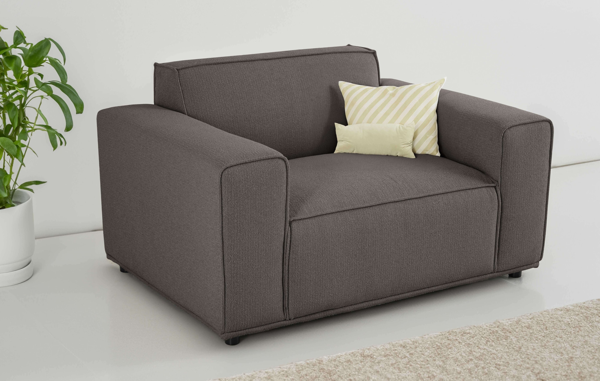 Home affaire Loveseat "Avelin, 1.5 Sitzer, 140 cm, Chenille, Struktur-Boucl günstig online kaufen