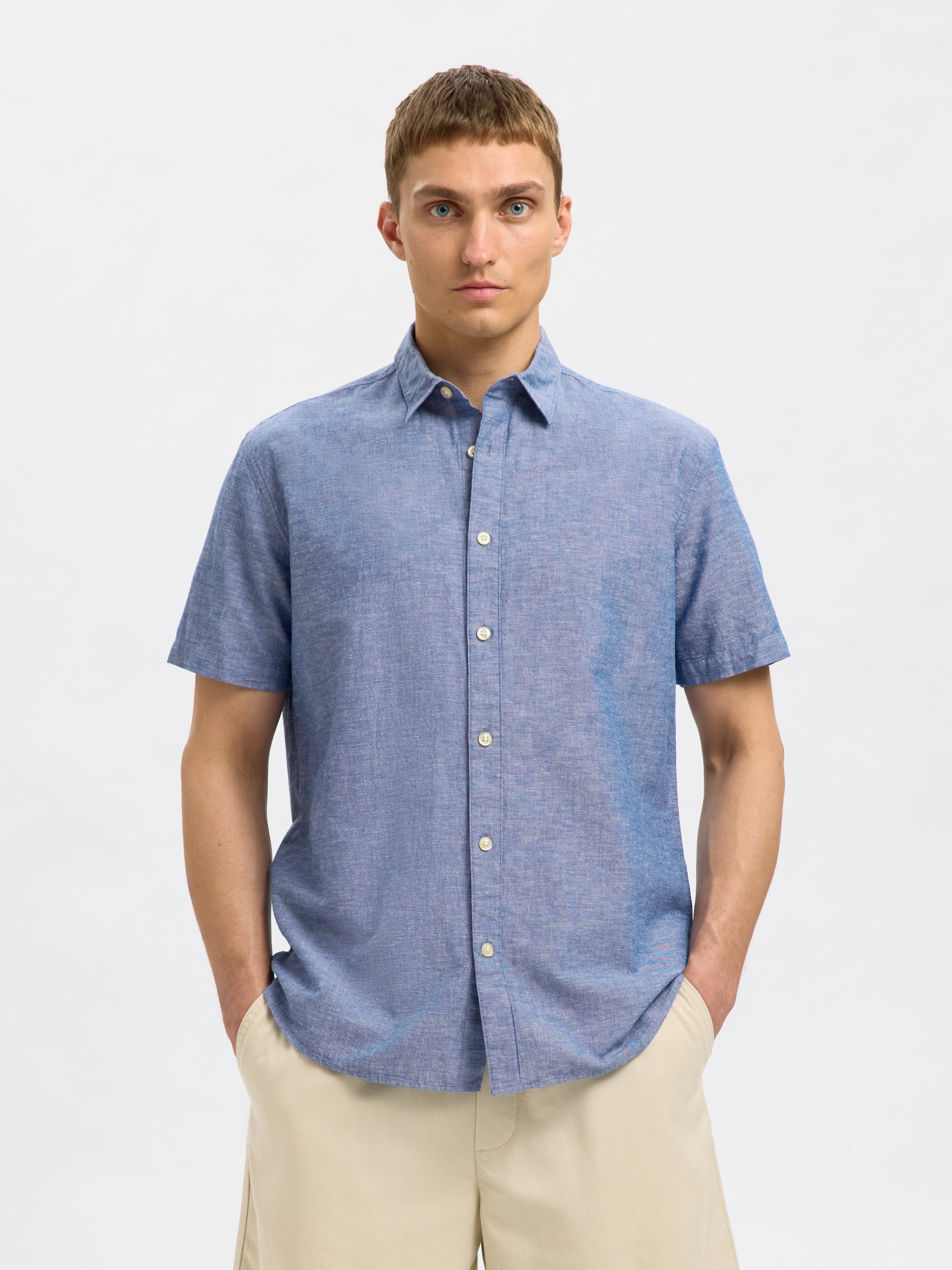 SELECTED HOMME Kurzarmhemd "SLHREG-SUN SHIRT SS NOOS", mit Leinen günstig online kaufen