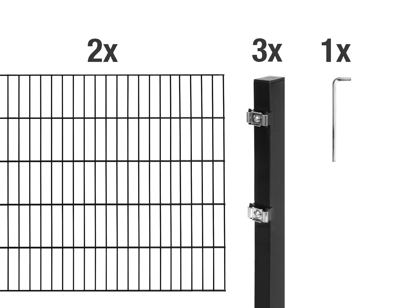 Alberts Doppelstabmattenzaun "Grundset" Höhe: 80-200 cm, Gesamtlänge: 4-30 m, zum Einbetonieren