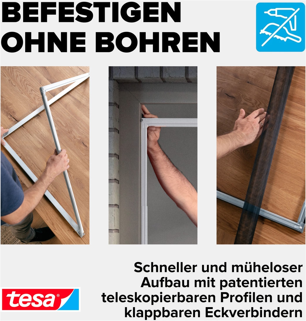 tesa Insektenschutz-Fensterrahmen »FALT Alu Rahmen teleskopierbar Premium« Packung, Teleskop Alu Rahmen, 1 Stk. tlg. Alu Insektenschutz 80 cm x 80 cm bis 140 cm x 140 cm