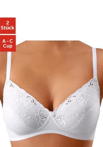 petite fleur by Lascana Soft-BH Packung, ohne Bügel, mit hübscher Baumwollstickerei