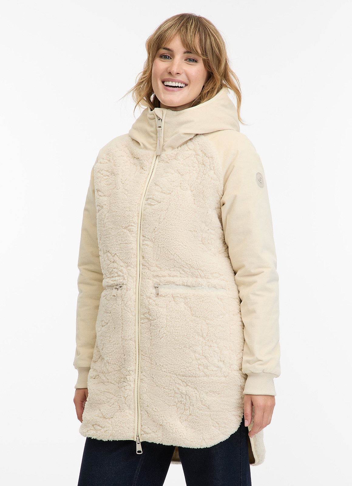 Ragwear Kapuzenplüschjacke "LONGEDDY" ohne Kapuze mit lässigem Casual-Stil, aus Polyester, Regular Fit, Langarm