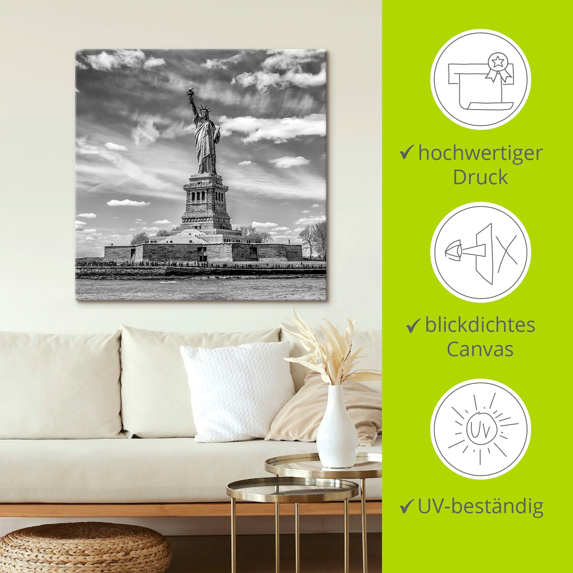 Artland Wandbild »New York City Freiheitsstatue«, Amerika, (1 St.), als Alubild, Outdoorbild, Leinwandbild, Poster in verschied. Größen
