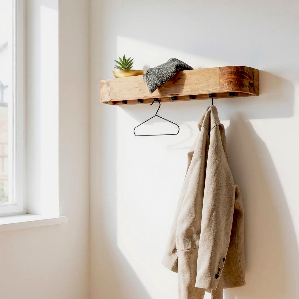 HAKU Wandgarderobe »Wandgarderobe« 1 Stk. tlg. rechteckig - aus Massivholz Braun - B/T/H 100/20/13 cm