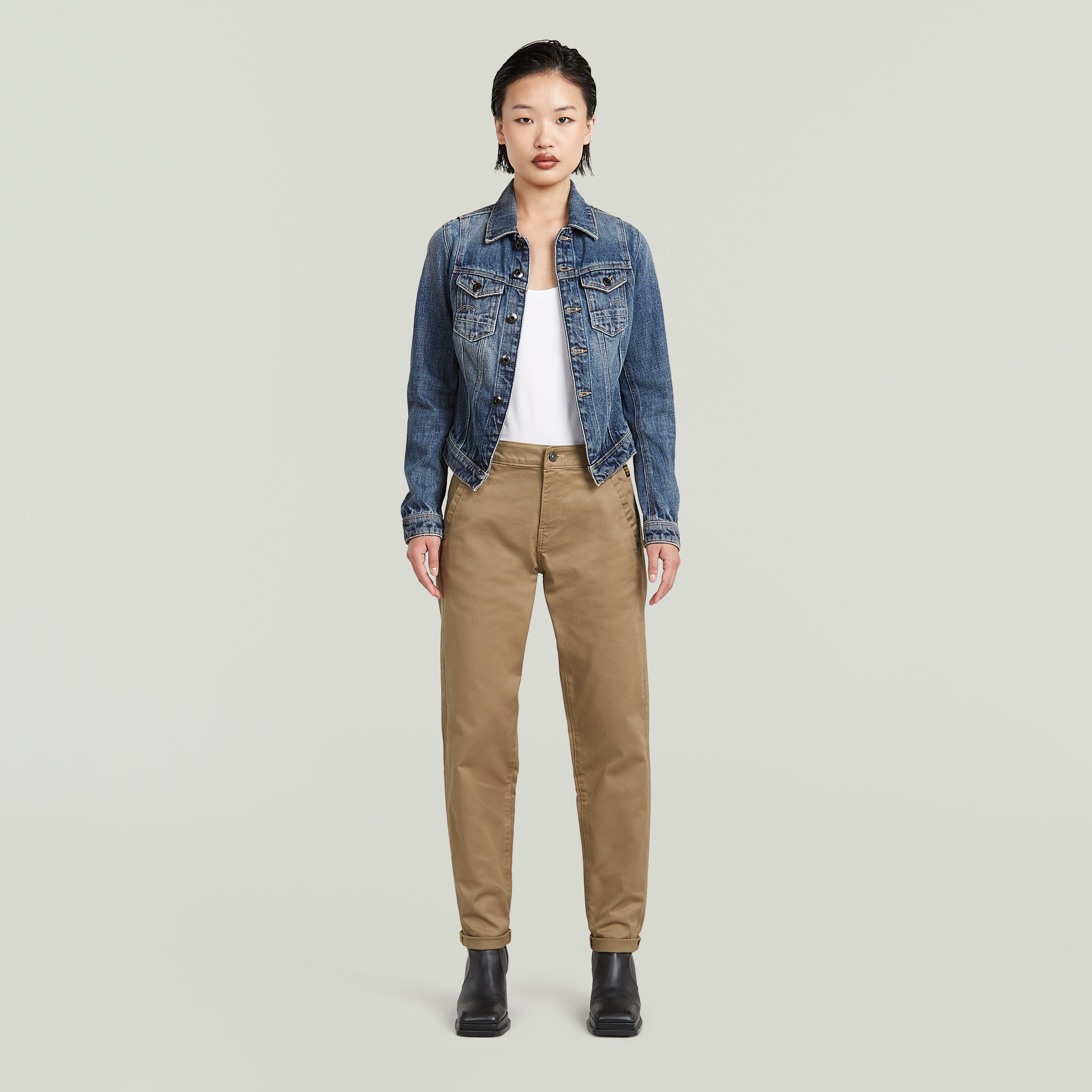 G-star pour femme. D25257-C105-B444 Pantalon chino brun Kate Boyfriend (27/30), Marron, Casuel, Le coton biologique, Durable 6