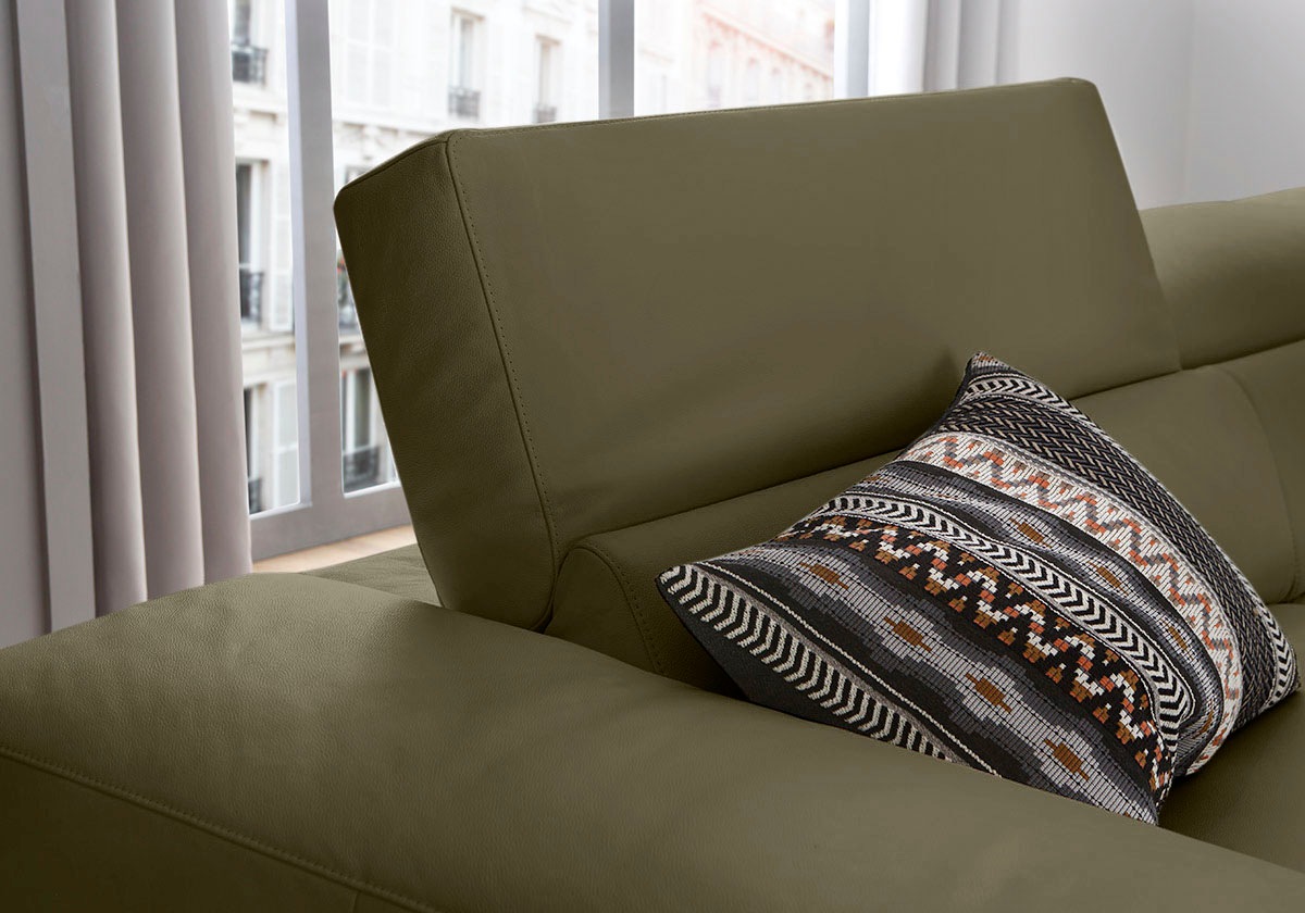 W.SCHILLIG Ecksofa »piedroo, Designsofa mit tollem Sitzkomfort, bequem und elegant, L-Form«, Kopfteilverstellung, wahlweise mit Sitztiefenverstellung, Breite 343cm