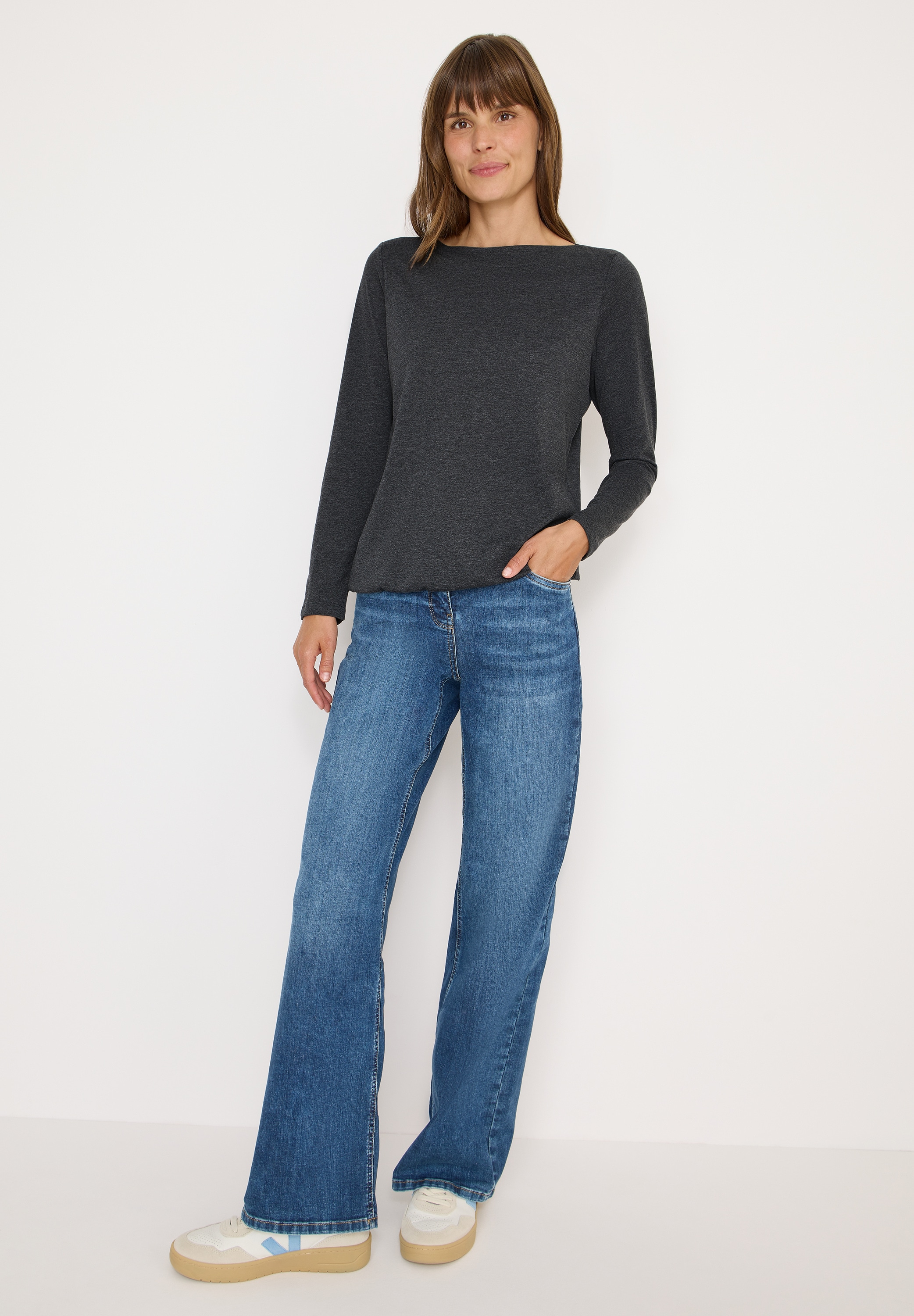 Cecil Langarmshirt im Melange Look