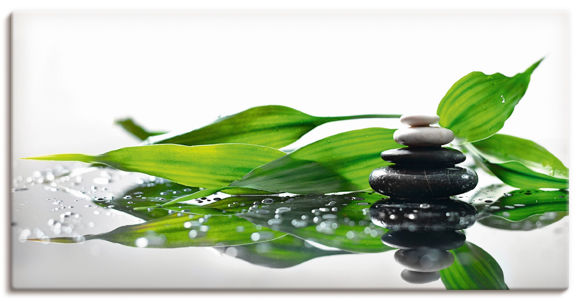 Artland Leinwandbild "Spa mit Steinen und Bambus" Zen 1 Stk. tlg. auf Holzr günstig online kaufen