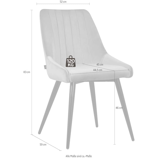 Leonique Esszimmerstuhl »Bondy«, (Set), Luxus-Microfaser, Polsterstuhl  2er-Set mit Ziernähten im Rückenpolster bestellen | BAUR