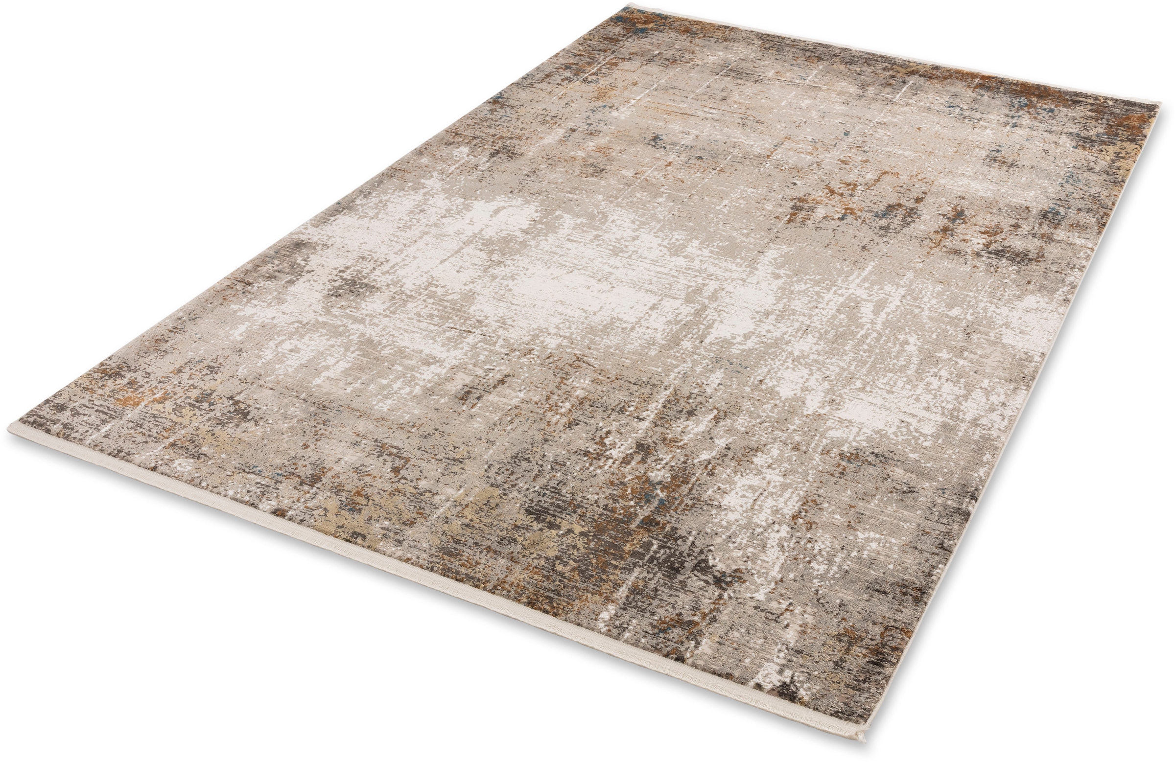 Teppich ASTRA "Gravina 241", grau (grau, beige), B:80cm H:8mm L:150cm, Viskose, Teppiche, Teppich, seidiger Schimmer durch Viskose, Hoch Tief Struktur, Wohnzimmer