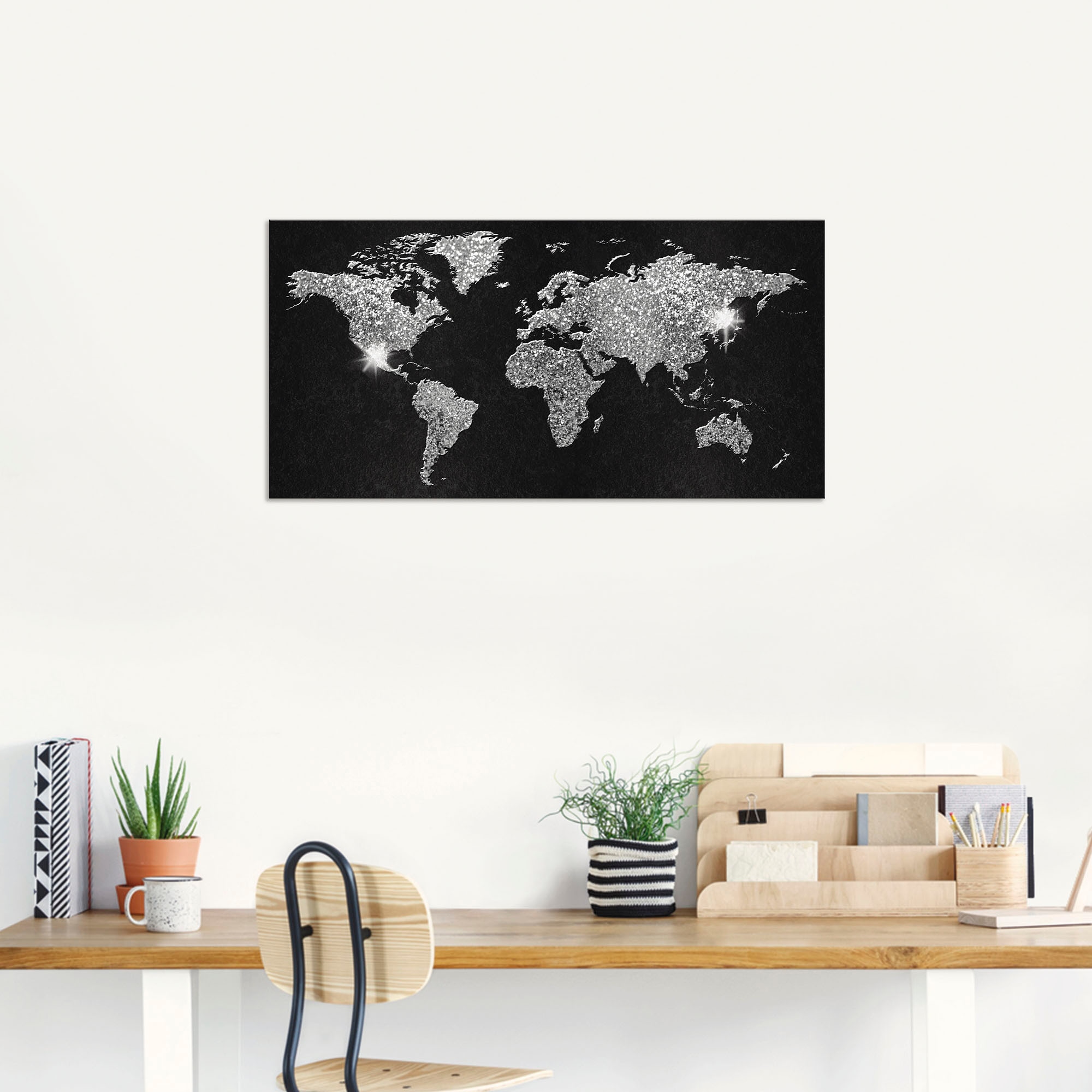Thumbnail - Artland Wandbild "Weltkarte Glitzer", Land- & Weltkarten, (1 St.), als Alubild, Outdoorbild, Leinwandbild, Poster, Wanda...