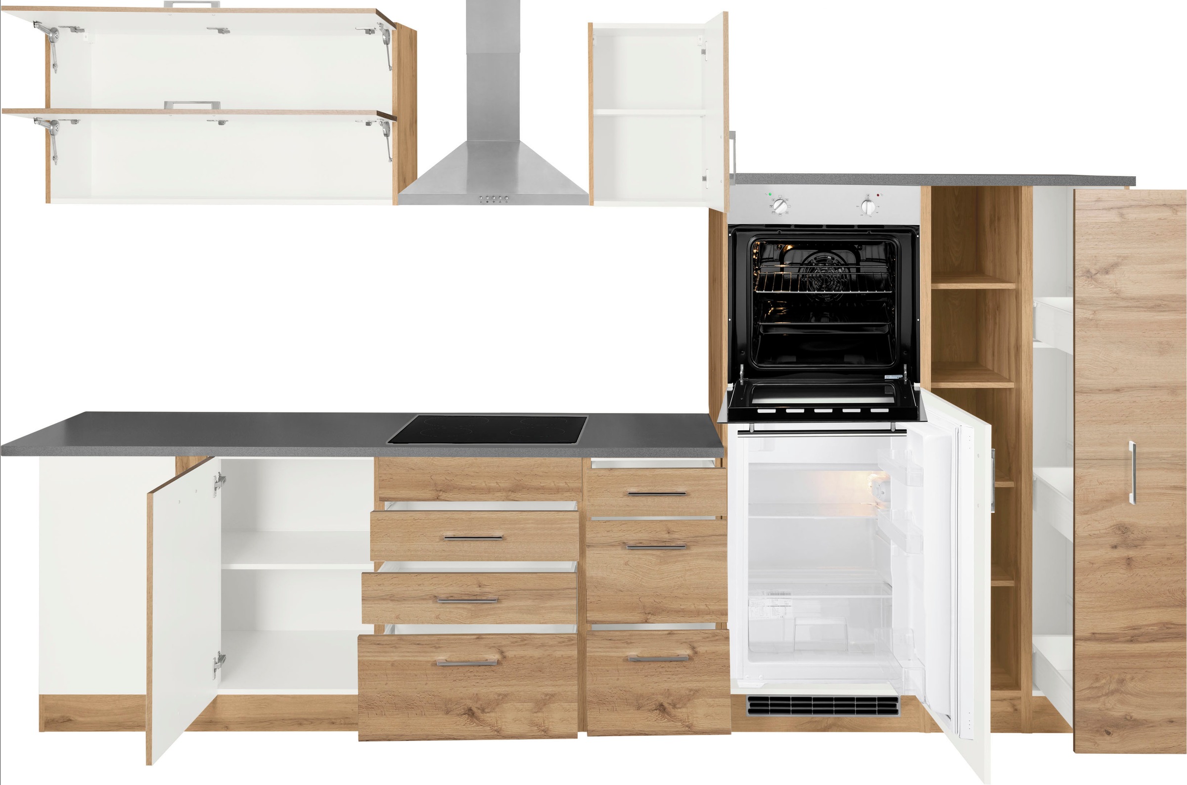 KOCHSTATION Winkelküche »KS-Colmar«, mit E-Geräten, Stellbreite 210/330 cm